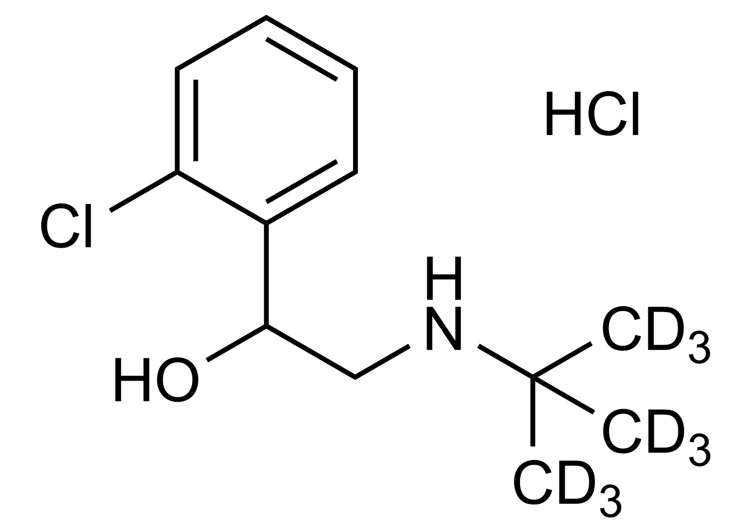 Tulobuterol-D9 hydrochloride reference standard molecular structure for LC-MS/MS and GC-MS calibration - WITEGA Laboratorien Berlin-Adlershof GmbH