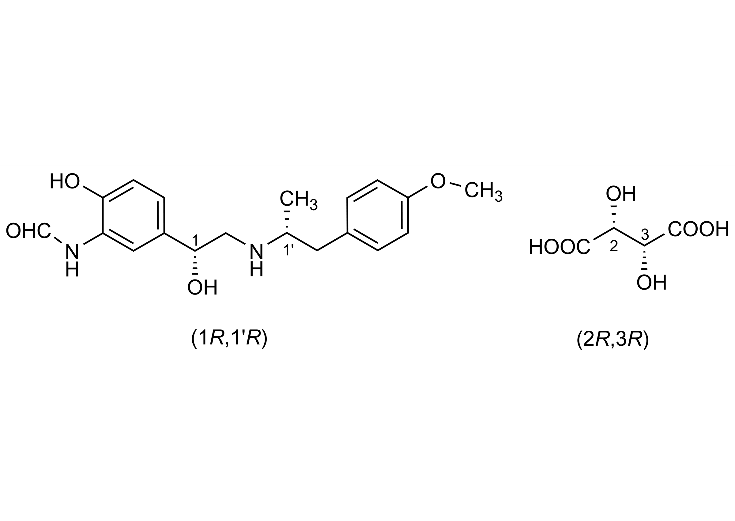 R,R-Formoterol tartrate Arformoterol tartrate reference standard molecular structure - CAS 200815-49-2