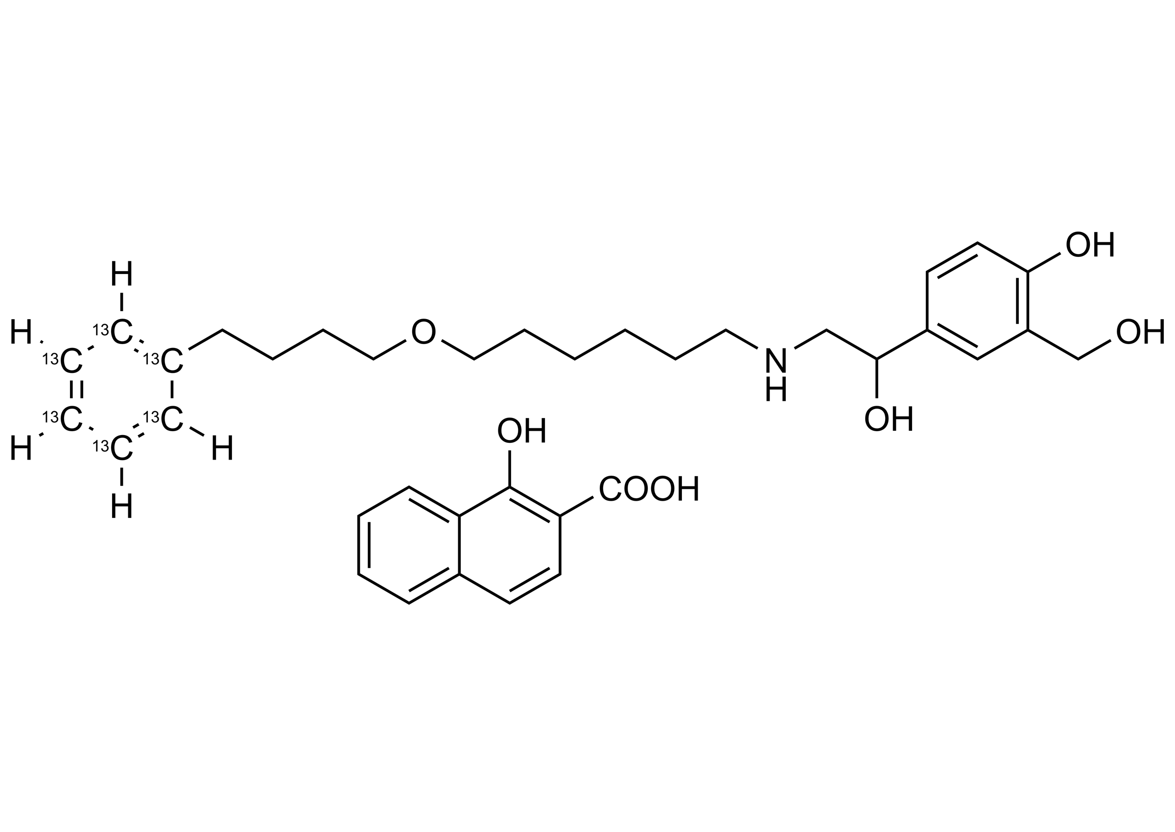 Salmeterol 13C6 xinafoate reference standard molecular structure for LC-MS/MS quantification