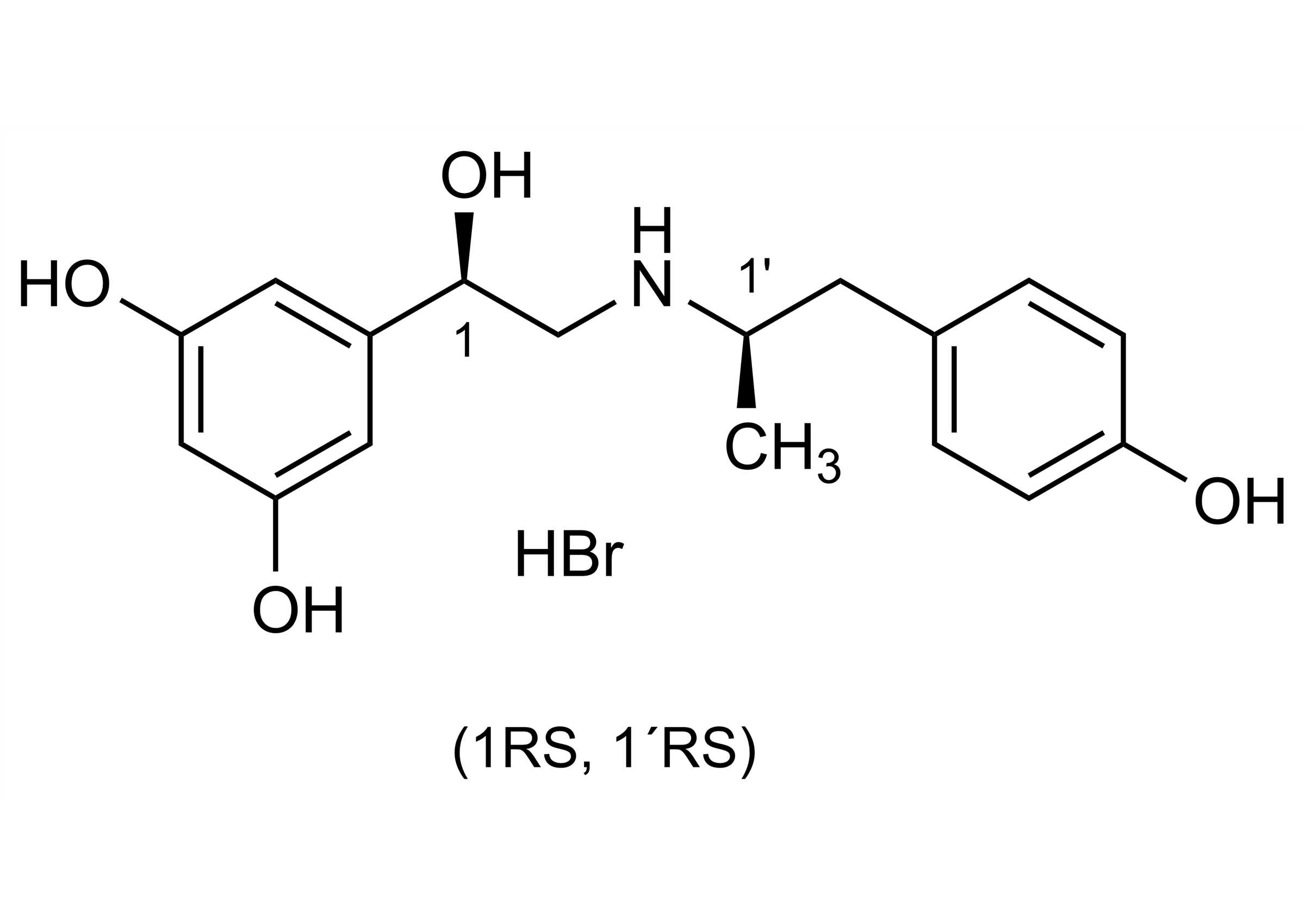 Fenoterol hydrobromide reference standard molecular structure for LC-MS/MS and GC-MS quantification