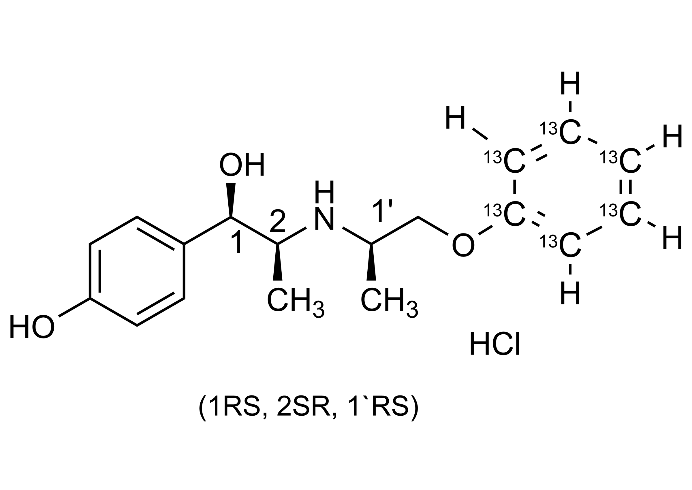Molecular structure of alloerythro Isoxsuprine 13C6 hydrochloride reference standard for LC-MS/MS and GC-MS