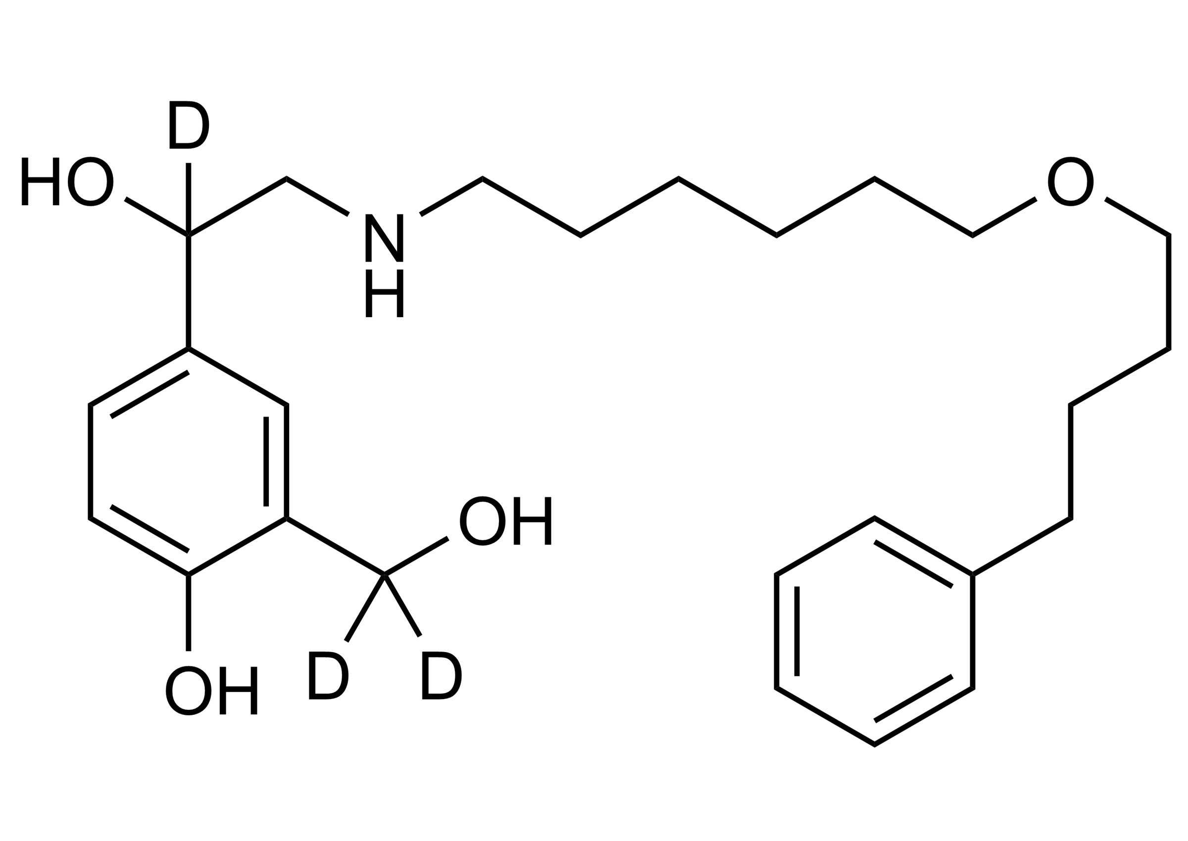 Molecular structure of Salmeterol-D3 reference standard for LC MS MS analysis