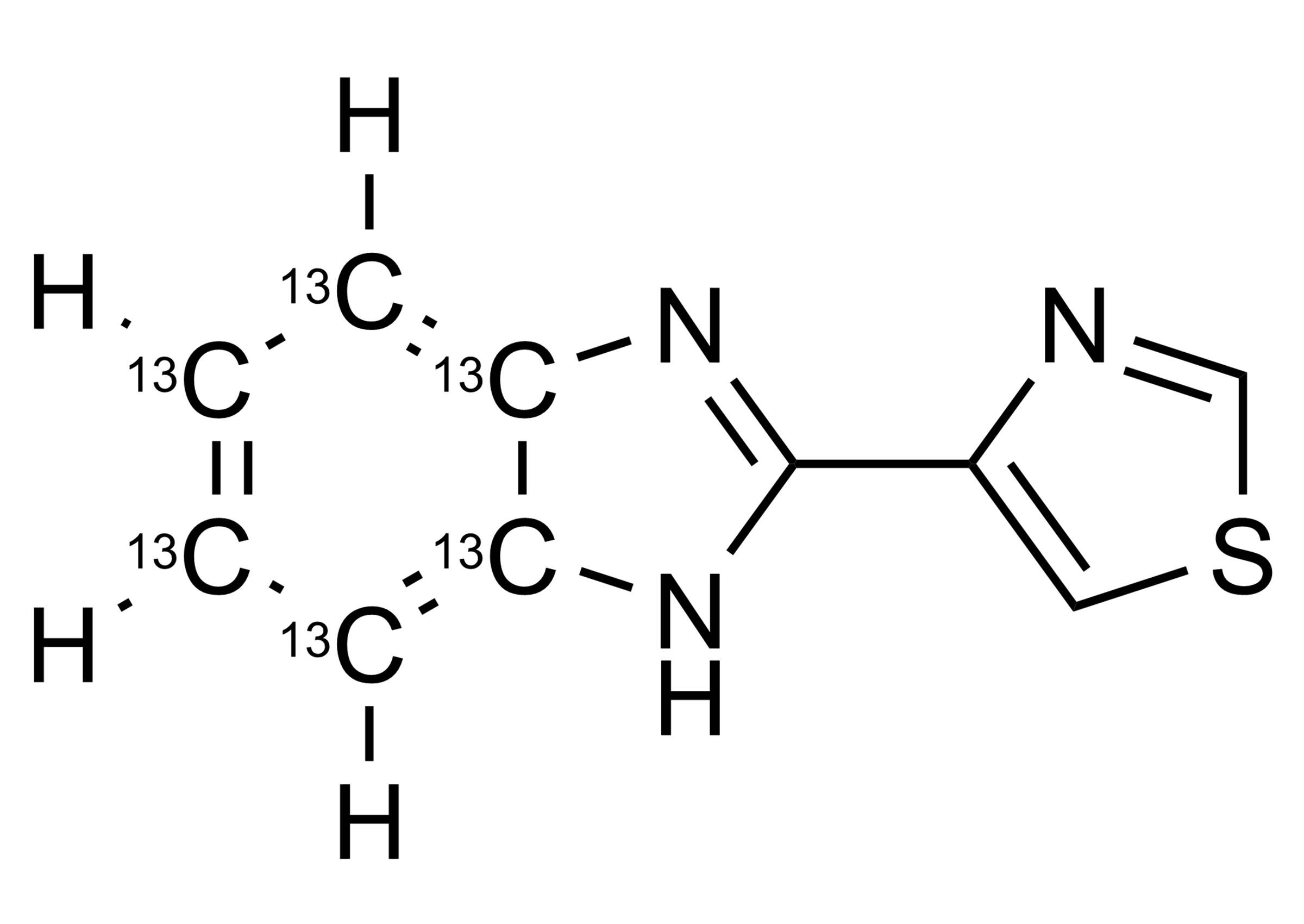 Molecular structure of Thiabendazole-13C6 reference standard for LC-MS/MS and GC-MS quantification