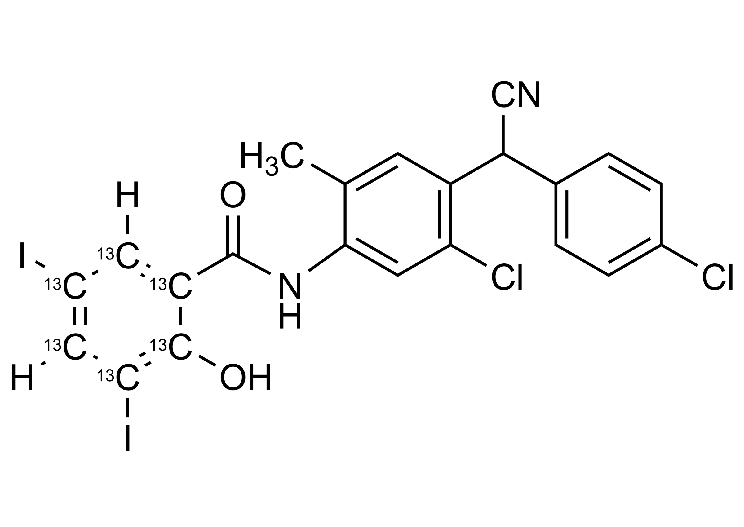 Closantel-13C6 reference standard molecular structure for LC-MS/MS and GC-MS