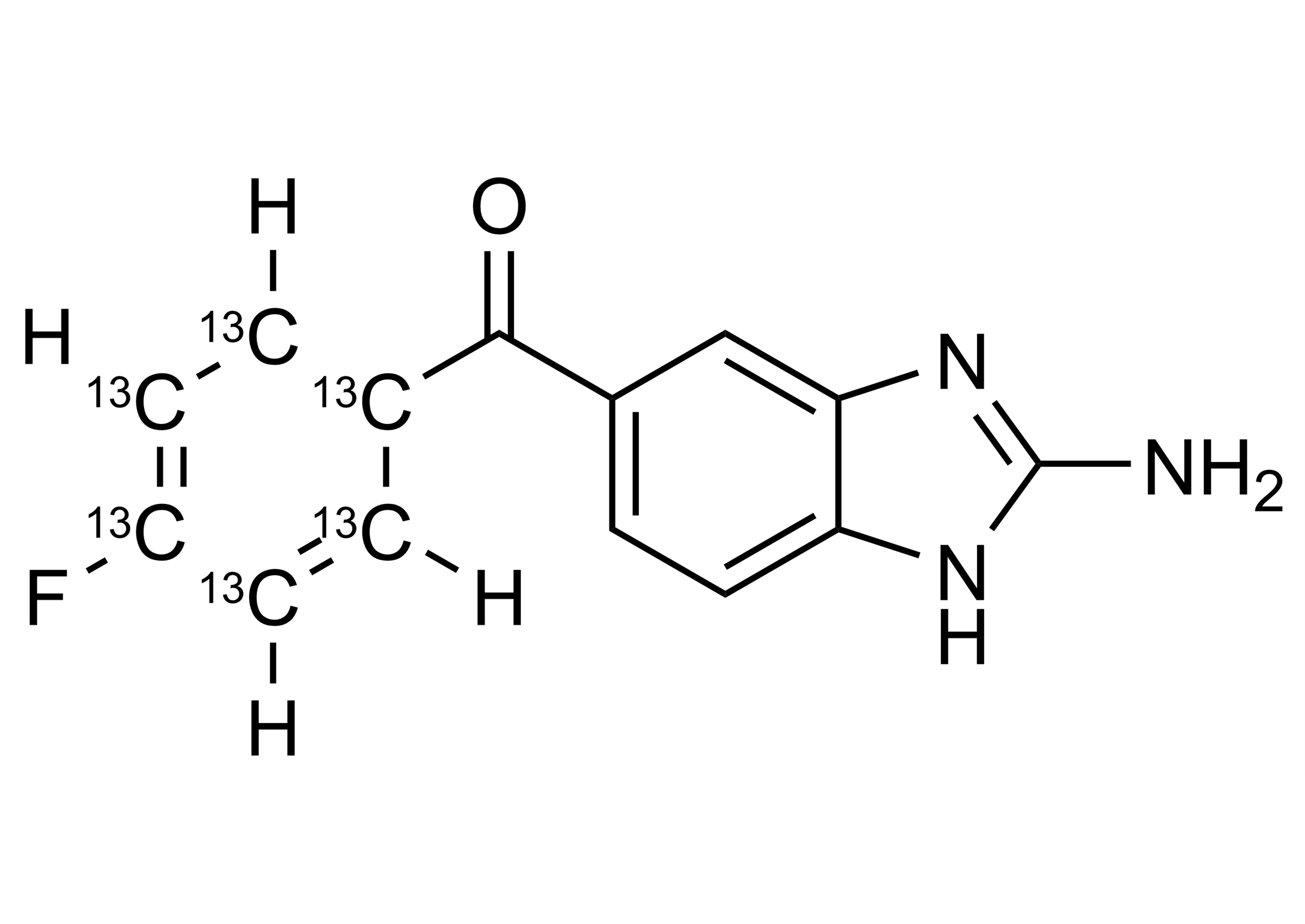 2-Aminoflubendazole-13C6 molecular structure - carbon-13 labeled reference standard by WITEGA Laboratorien
