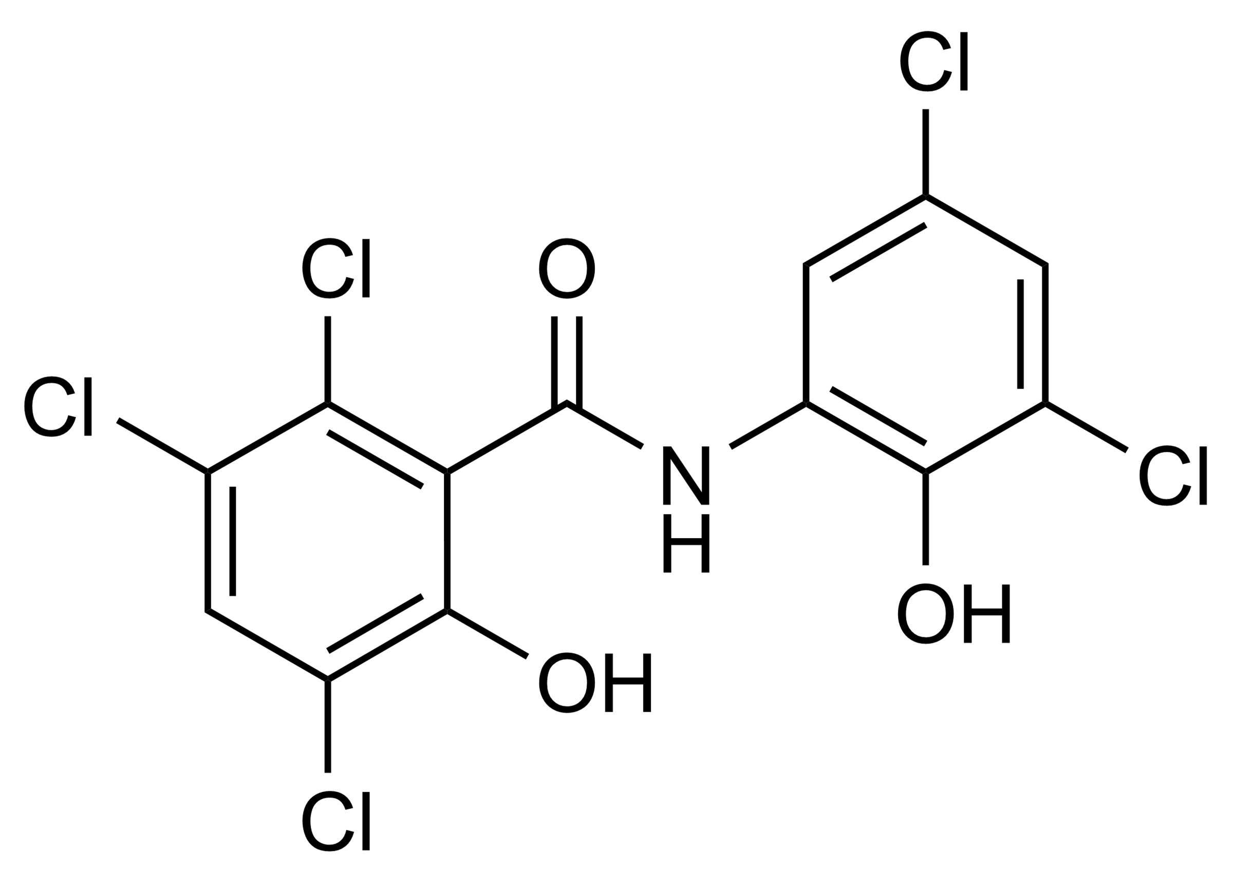 Oxyclozanide reference standard molecular structure (CAS 2277-92-1)