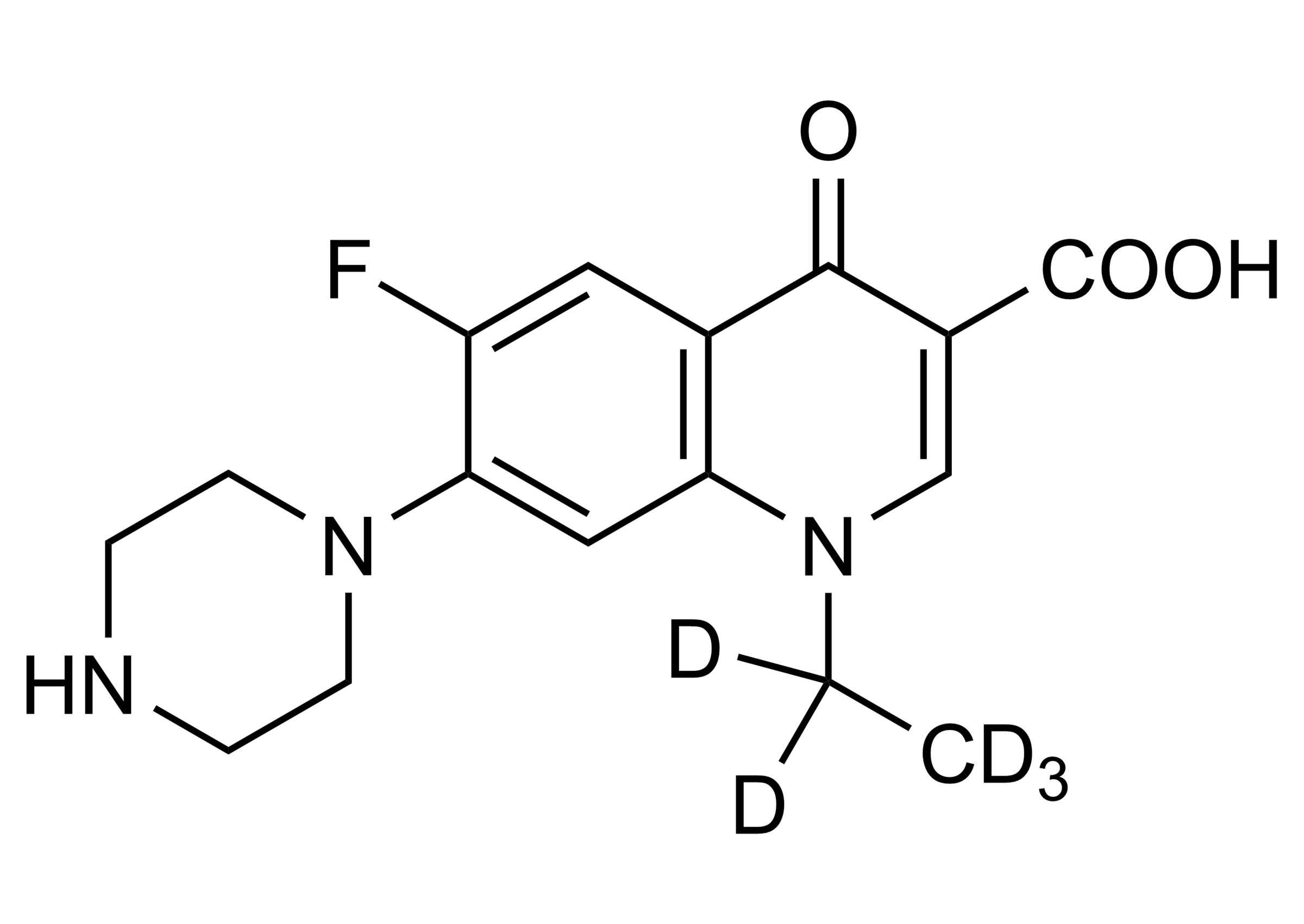 Molecular structure of Norfloxacin D5 reference standard for LC-MS/MS and GC-MS
