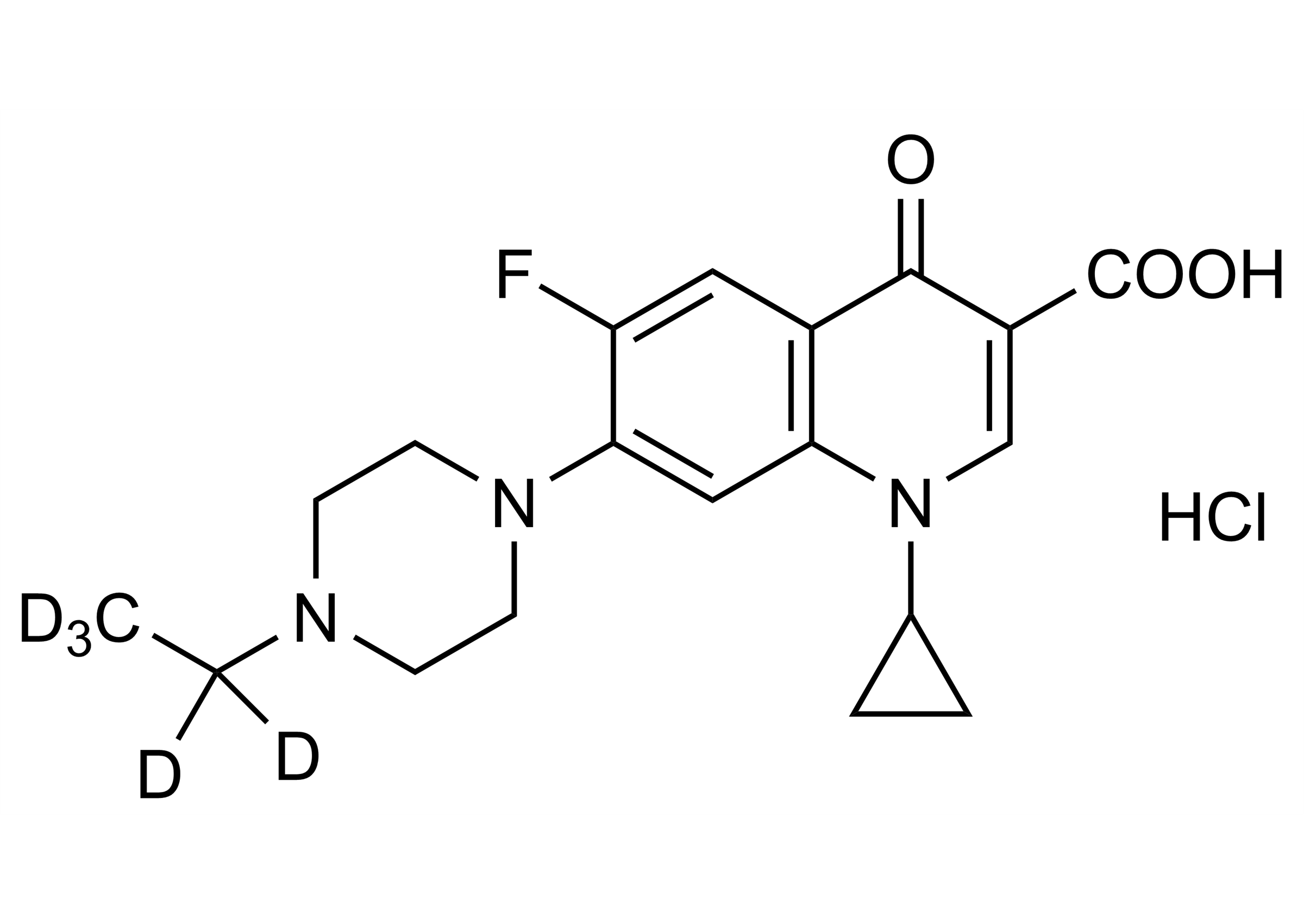 Molecular structure of Enrofloxacin D5 hydrochloride reference standard for LC-MS/MS and GC-MS