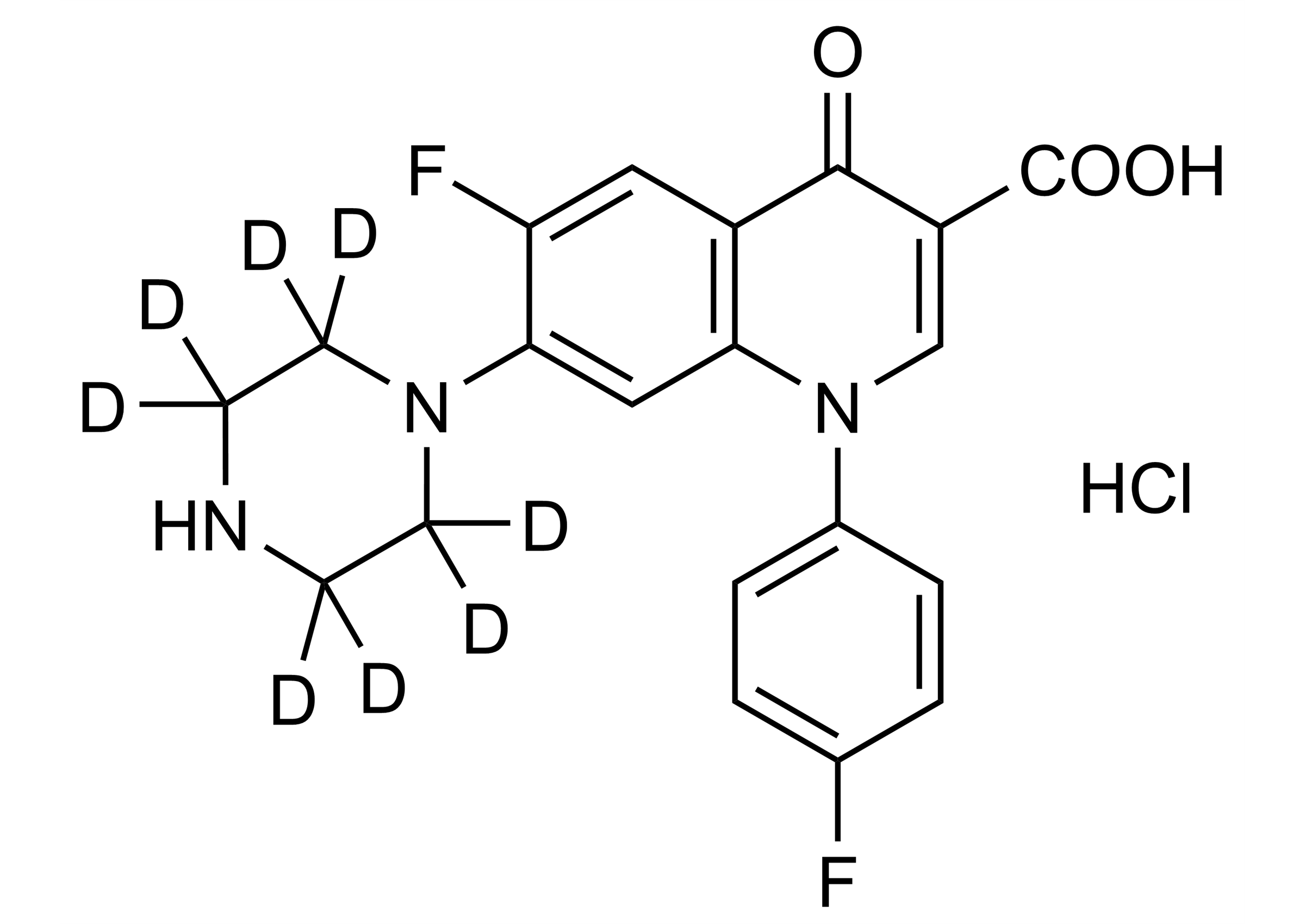 Sarafloxacin D8 hydrochloride Reference Standard Structure Sarafloxacin D8 hydrochloride reference standard molecular structure