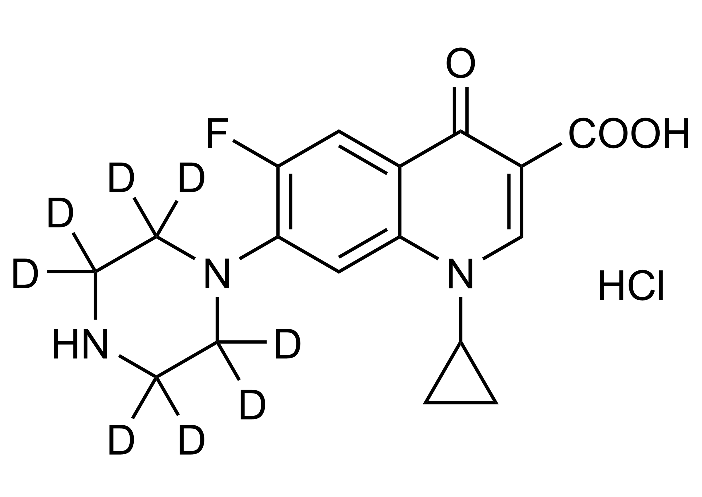 Ciprofloxacin-D8 hydrochloride reference standard molecular structure (CAS 1216659-54-9)