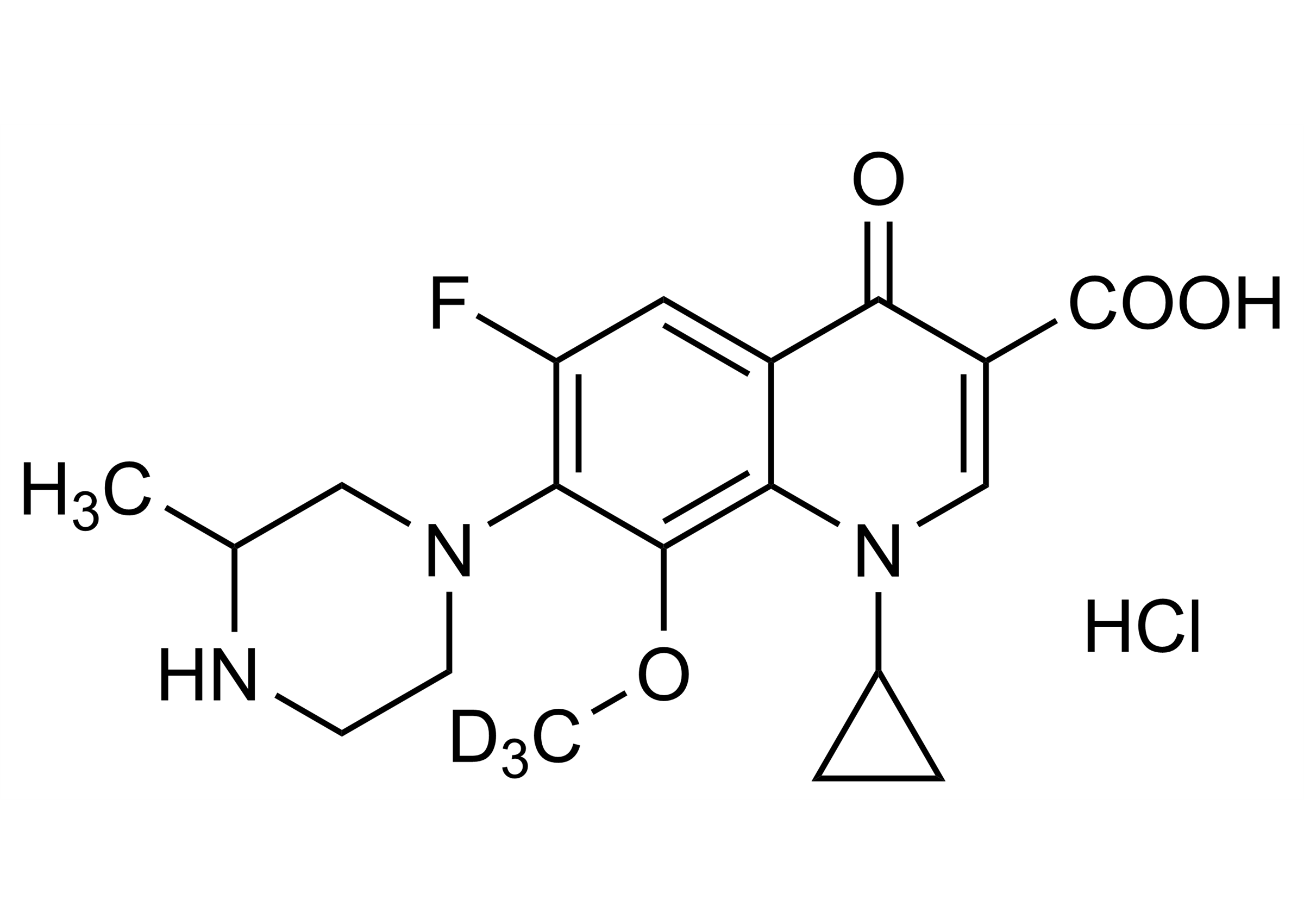 Gatifloxacin-D3 hydrochloride molecular structure reference standard for LC-MS/MS and GC-MS calibration