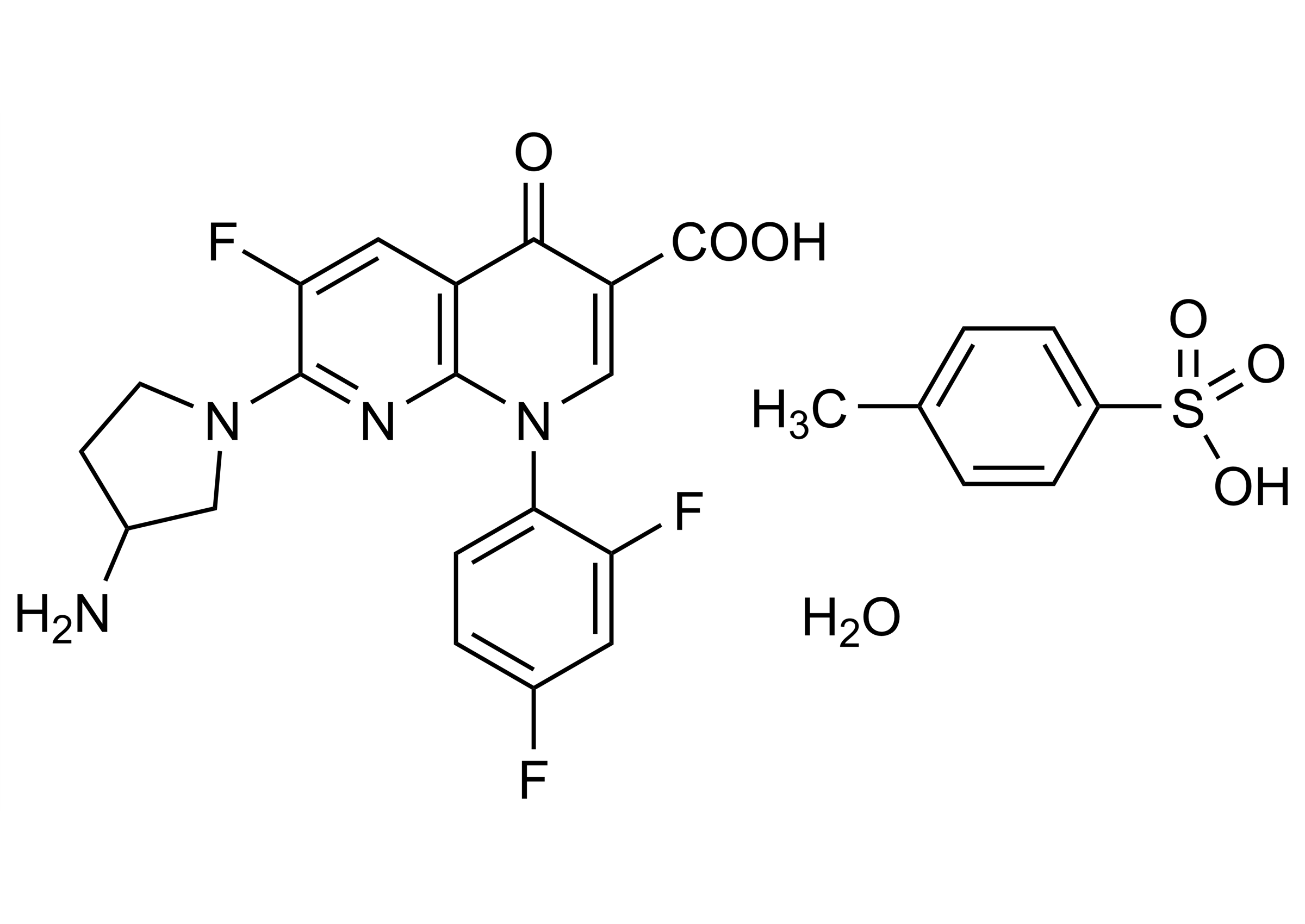 Tosufloxacin toluenesulfonate hydrate reference standard molecular structure