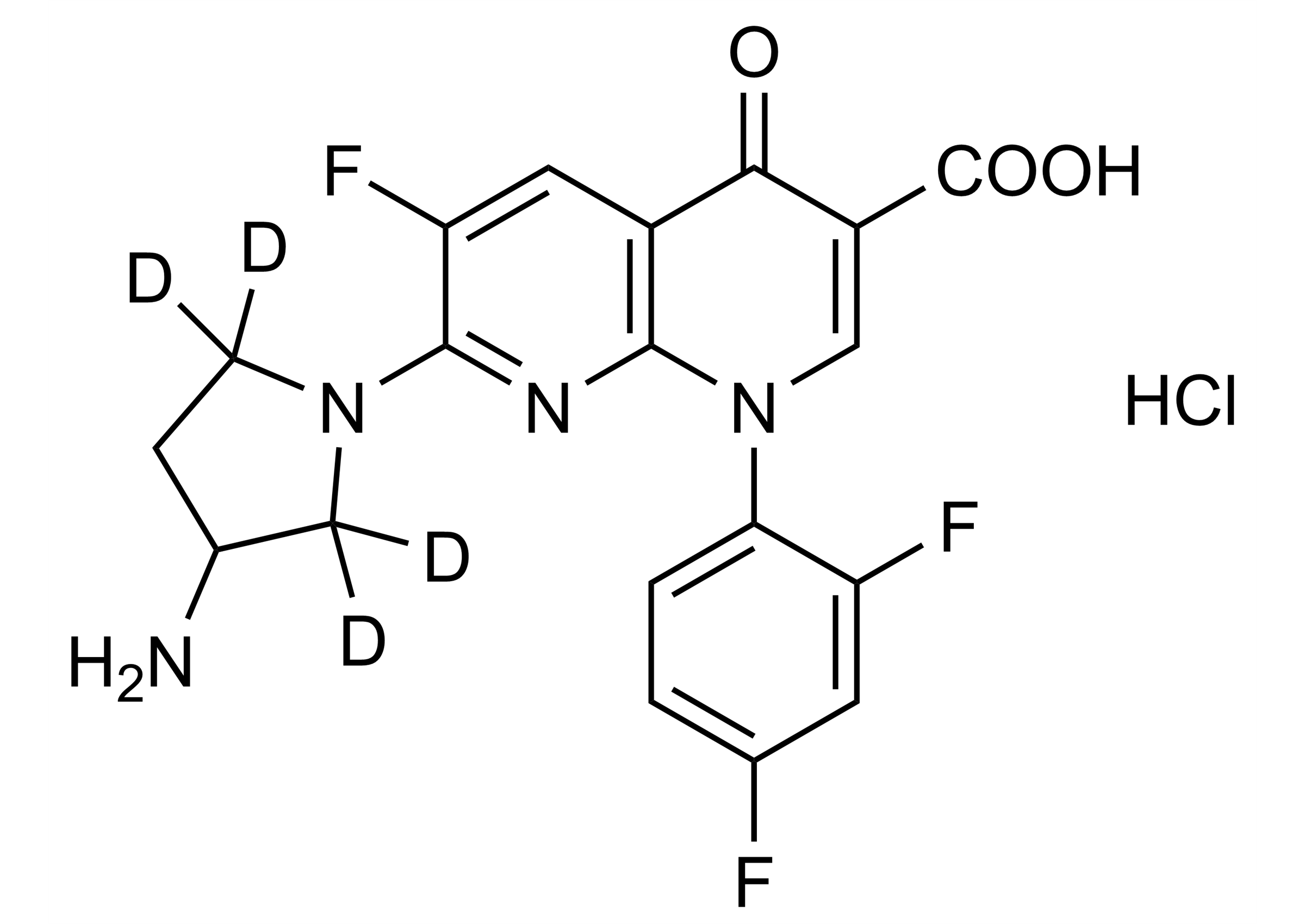 Molecular structure of Tosufloxacin-D4 hydrochloride reference standard for LC-MS/MS and GC-MS
