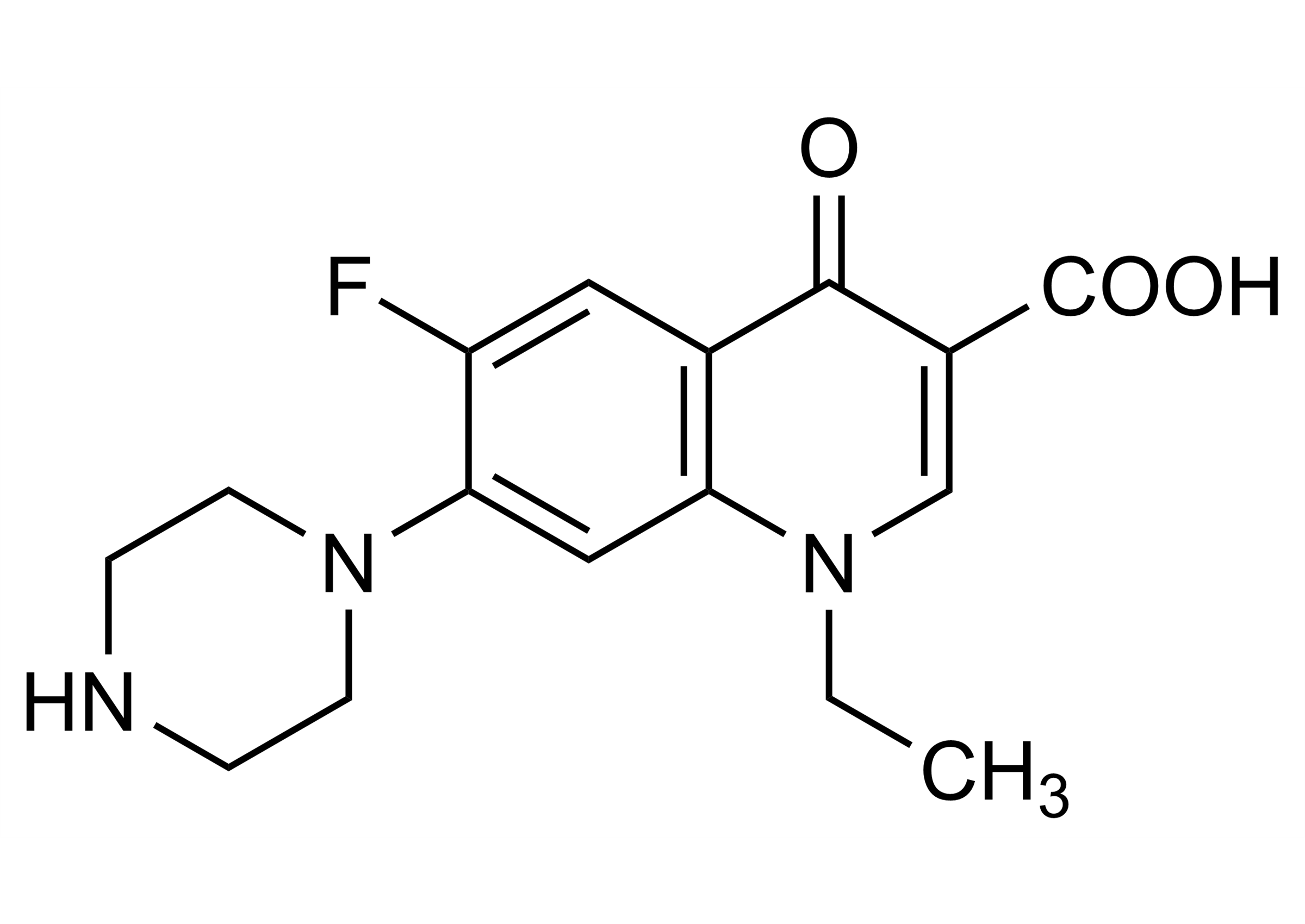 Norfloxacin reference standard molecular structure, CAS 70458-96-7