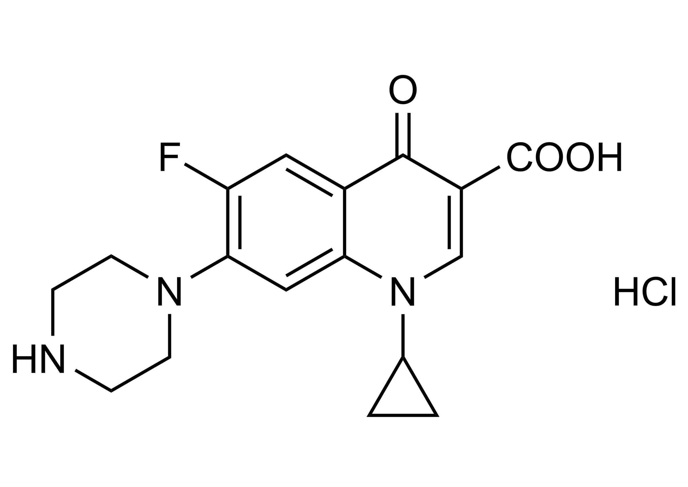 Ciprofloxacin hydrochloride reference standard molecular structure (CAS 93107-08-5)