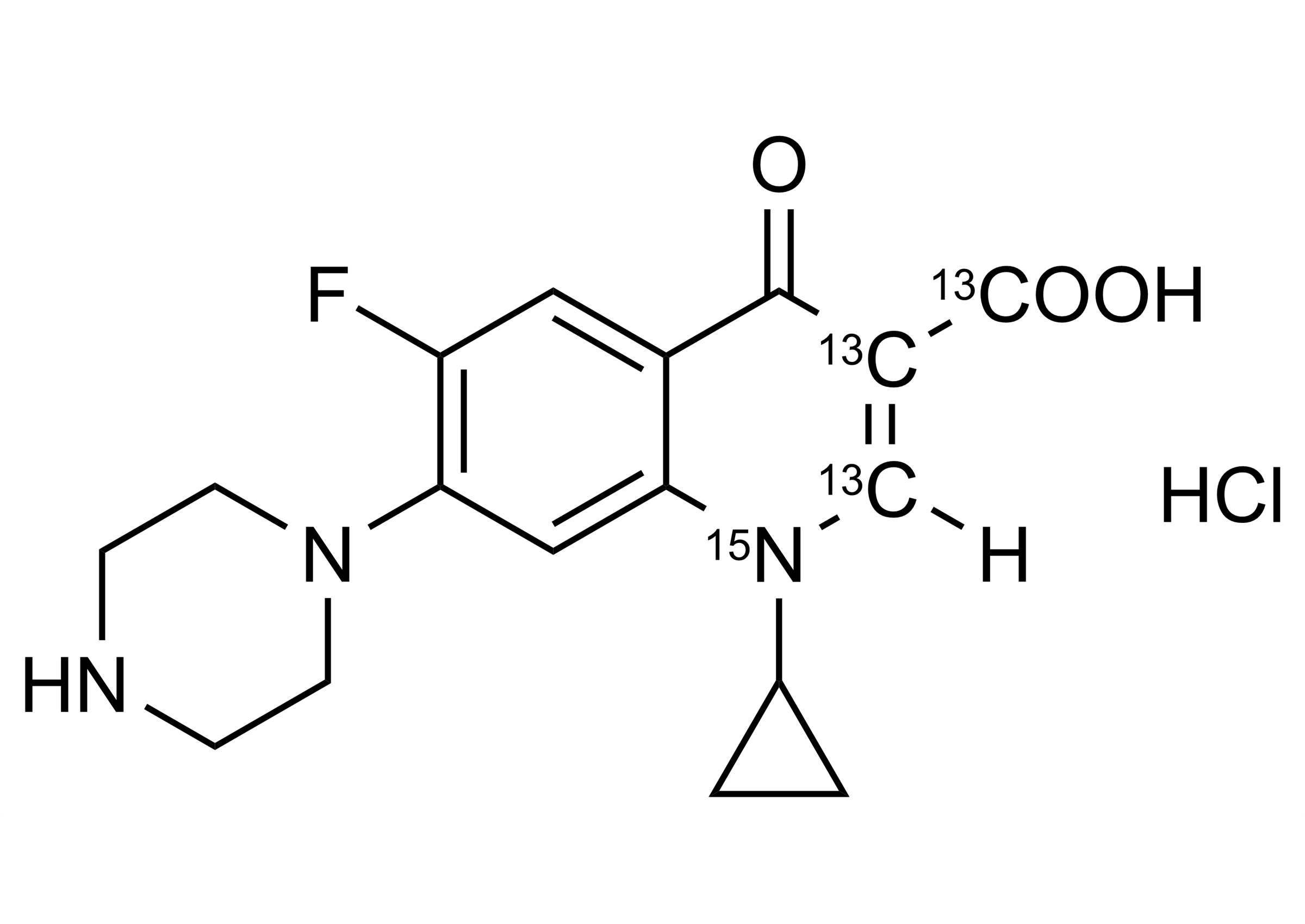 Ciprofloxacin-D8 hydrochloride molecular structure reference standard for LC-MS/MS and GC-MS