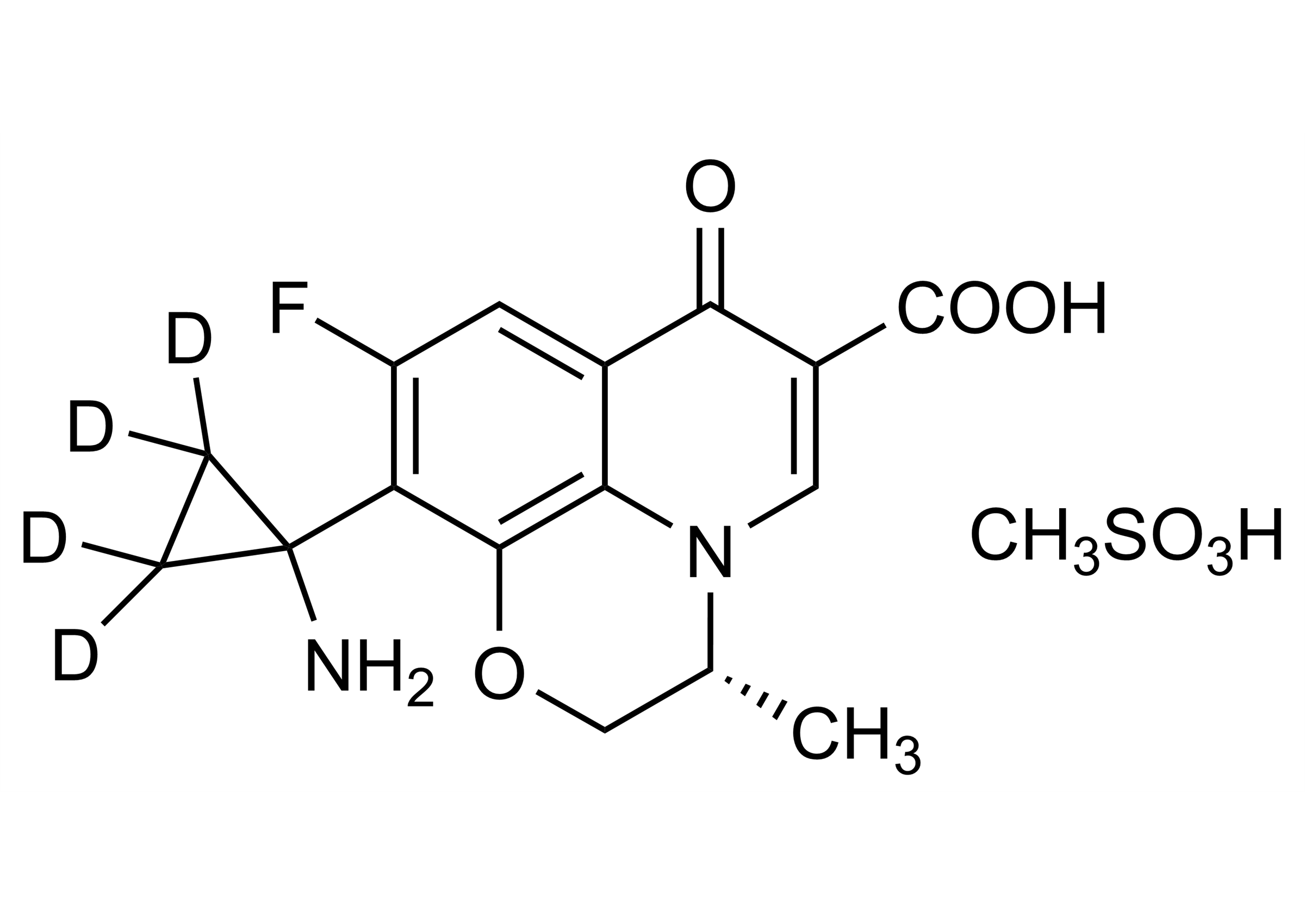 Pazufloxacin D4 mesylate reference standard molecular structure (CAS 1346602-97-8)