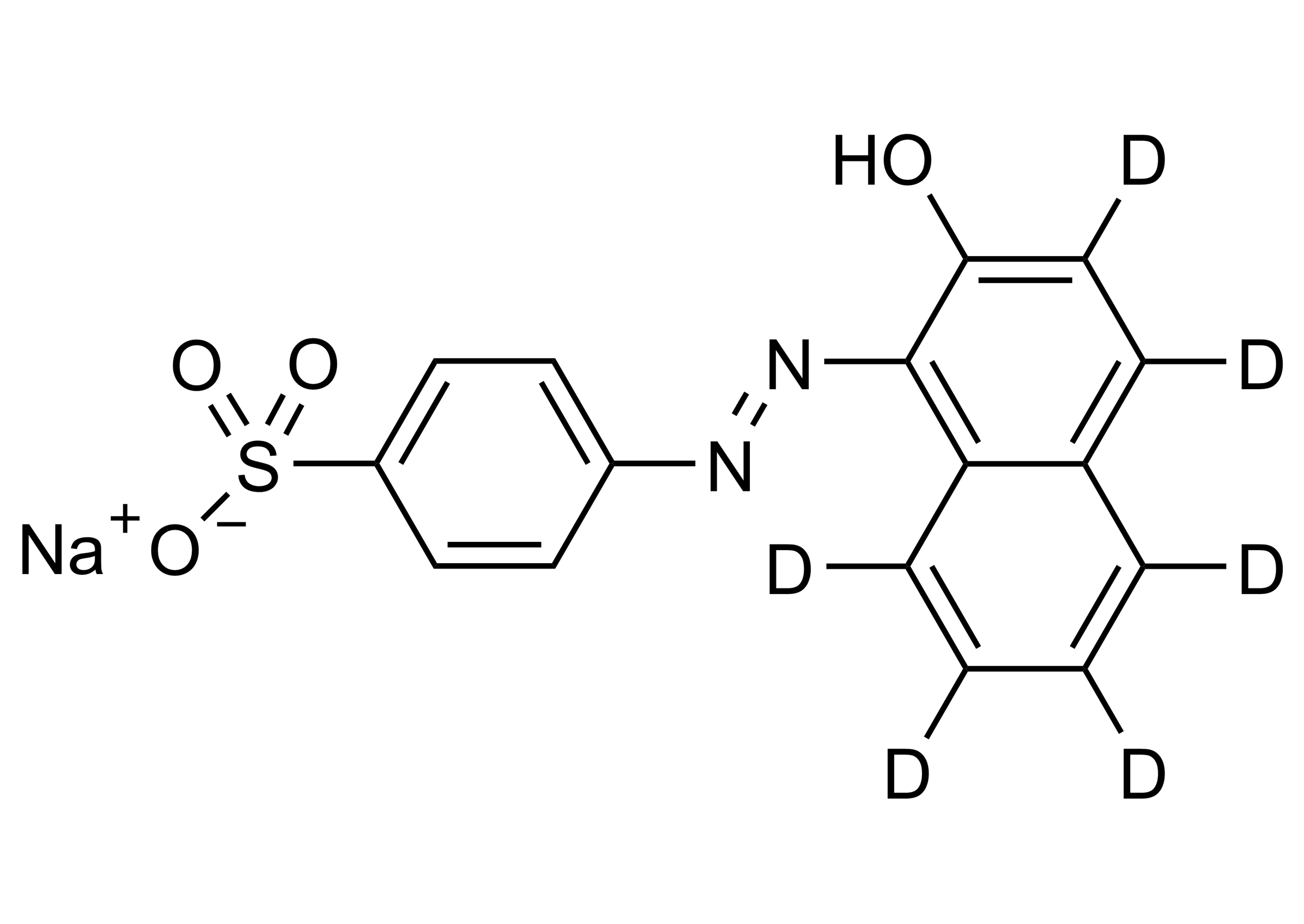 Molecular structure of Orange II D6 sodium salt Acid Orange 7 D6 sodium salt reference standard