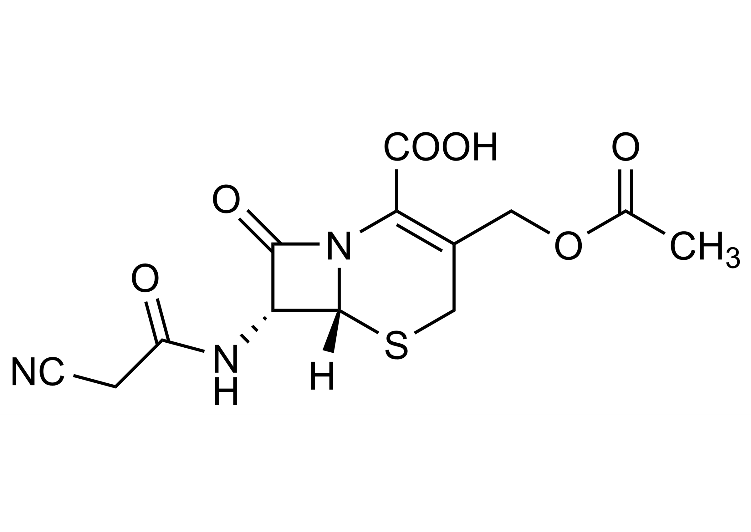 Cefacetrile reference standard molecular structure (CAS 10206-21-0) for LC-MS/MS and GC-MS