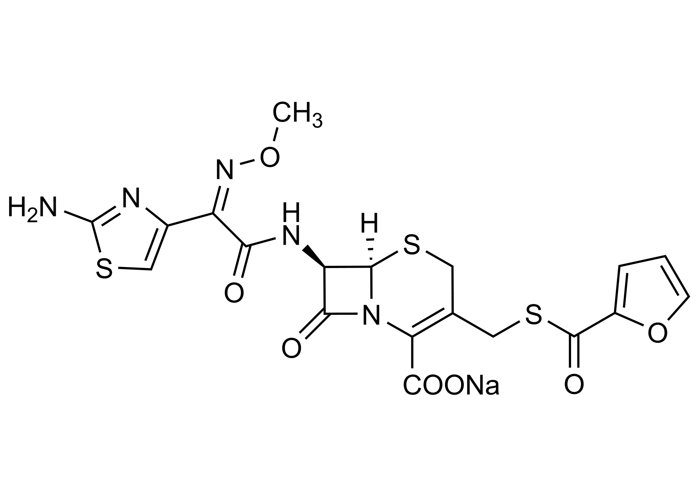 Ceftiofur sodium salt reference standard molecular structure (CAS 104010-37-9)