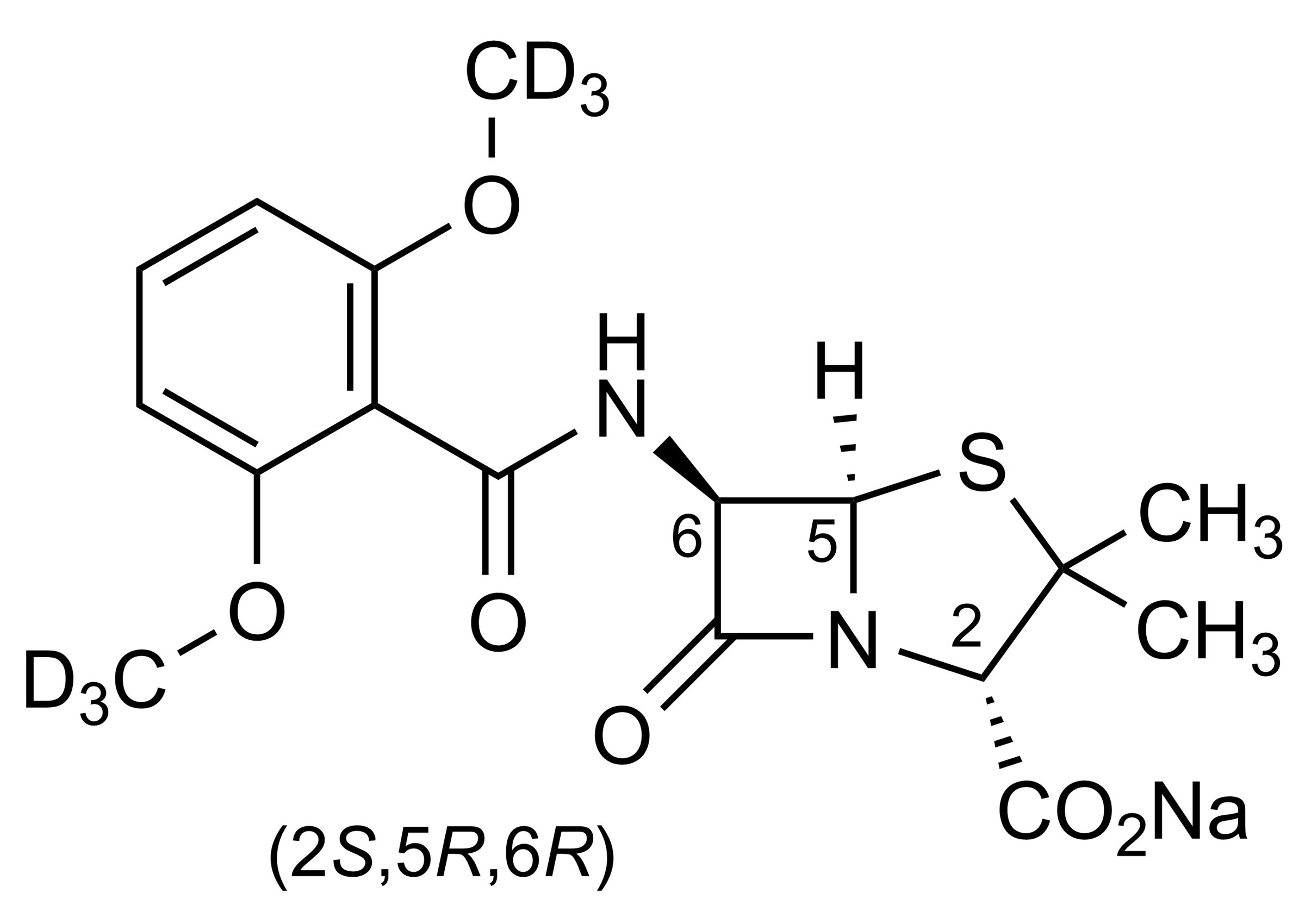 Methicillin D6 sodium salt molecular structure reference standard for LC-MS/MS and GC-MS