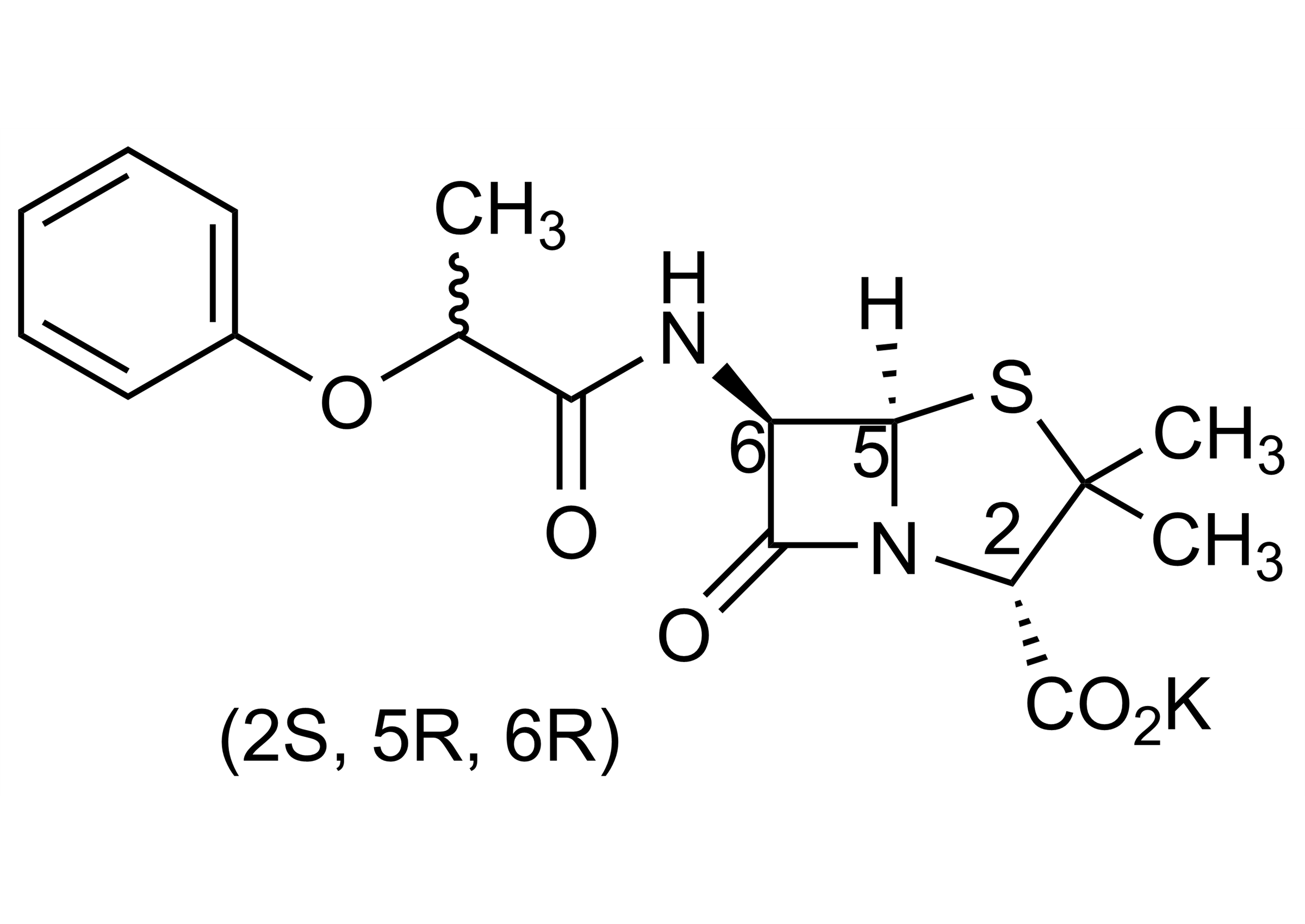 Pheneticillin potassium salt reference standard molecular structure for LC-MS/MS and GC-MS