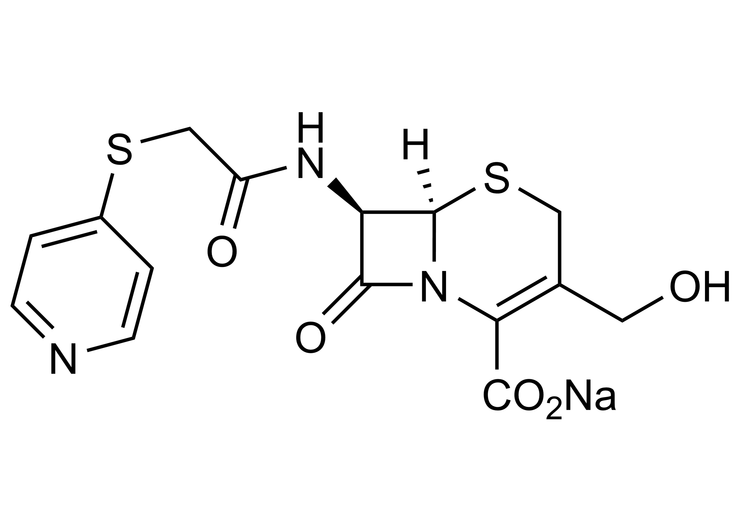 Desacetylcefapirin sodium salt Reference Standard Structure (CAS 104557-24-6) Desacetylcefapirin sodium salt molecular structure reference standard (CAS 104557-24-6) by WITEGA