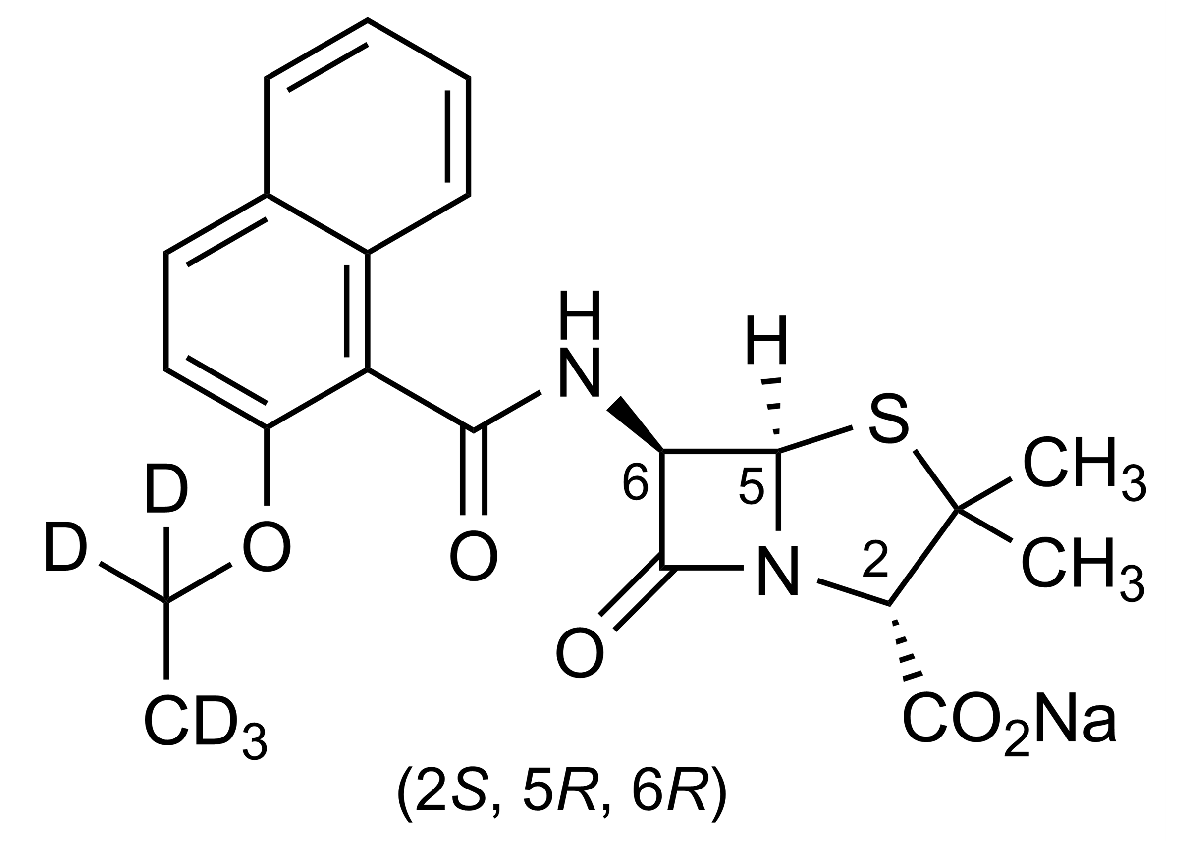 Nafcillin-D5 sodium salt Reference Standard Molecular Structure Nafcillin-D5 sodium salt reference standard molecular structure for LC-MS/MS and GC-MS calibration
