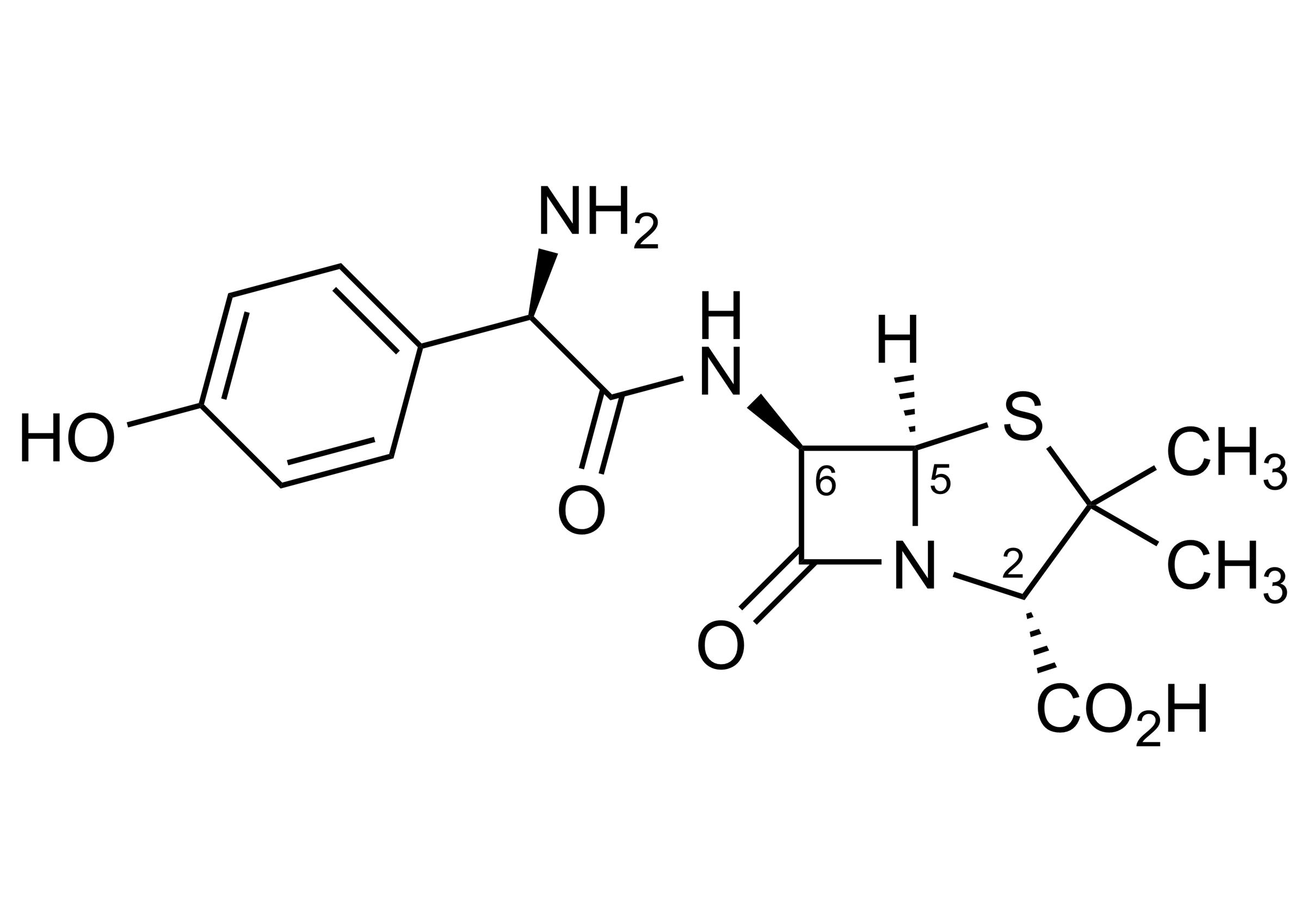 Amoxicillin reference standard chemical structure for LC-MS/MS and GC-MS quantification