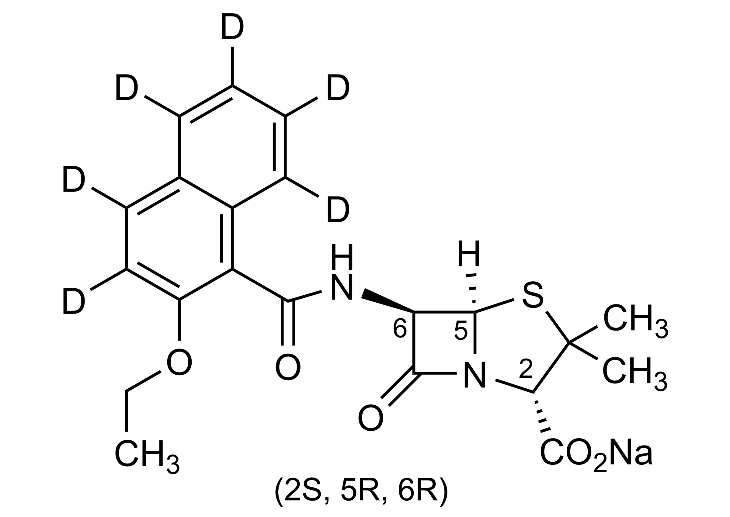 Nafcillin-D6 sodium salt reference standard molecular structure for LC-MS/MS and GC-MS quantification