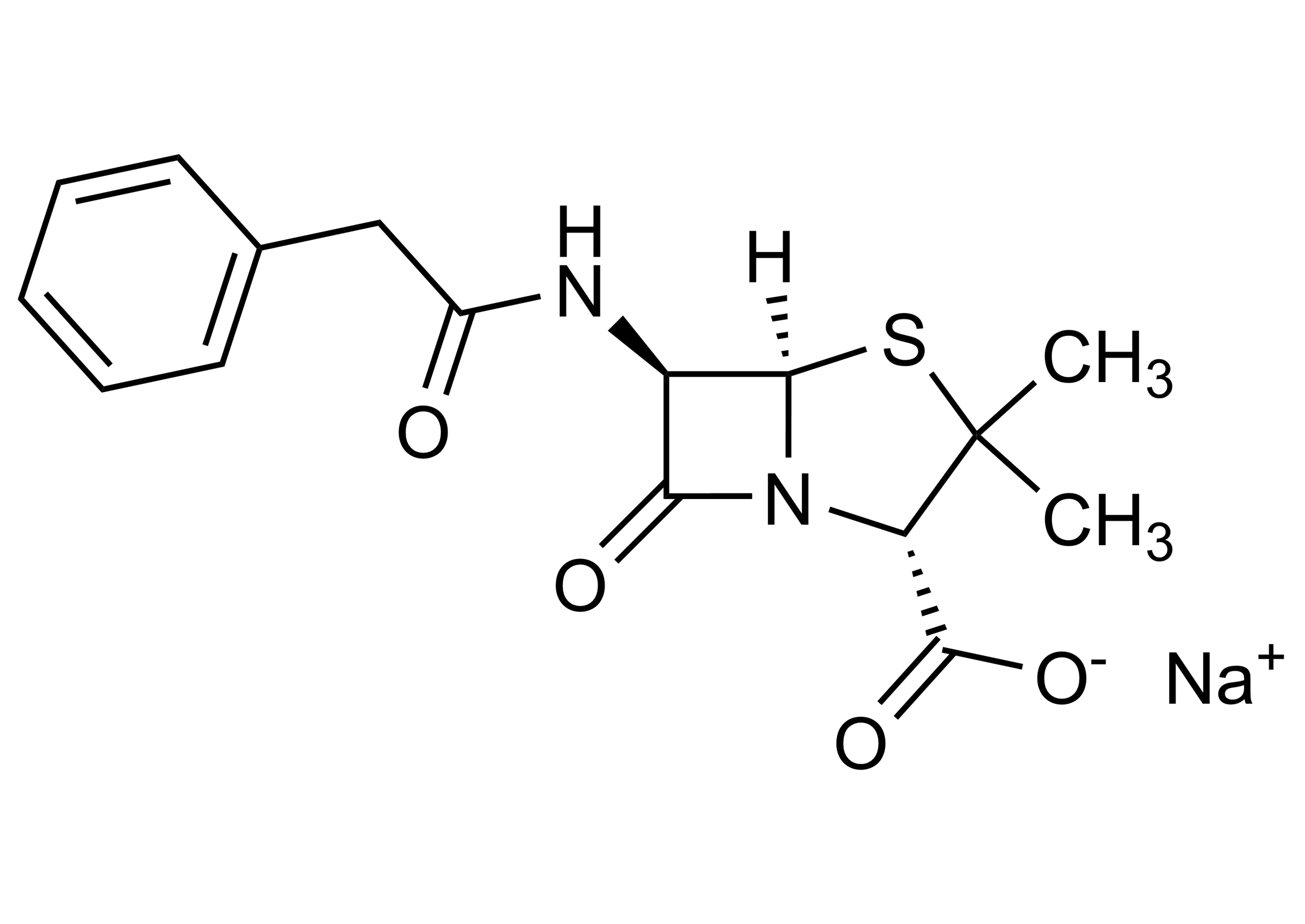 Penicillin G sodium salt Benzylpenicillin sodium salt (CAS 69-57-8) reference standard molecular structure