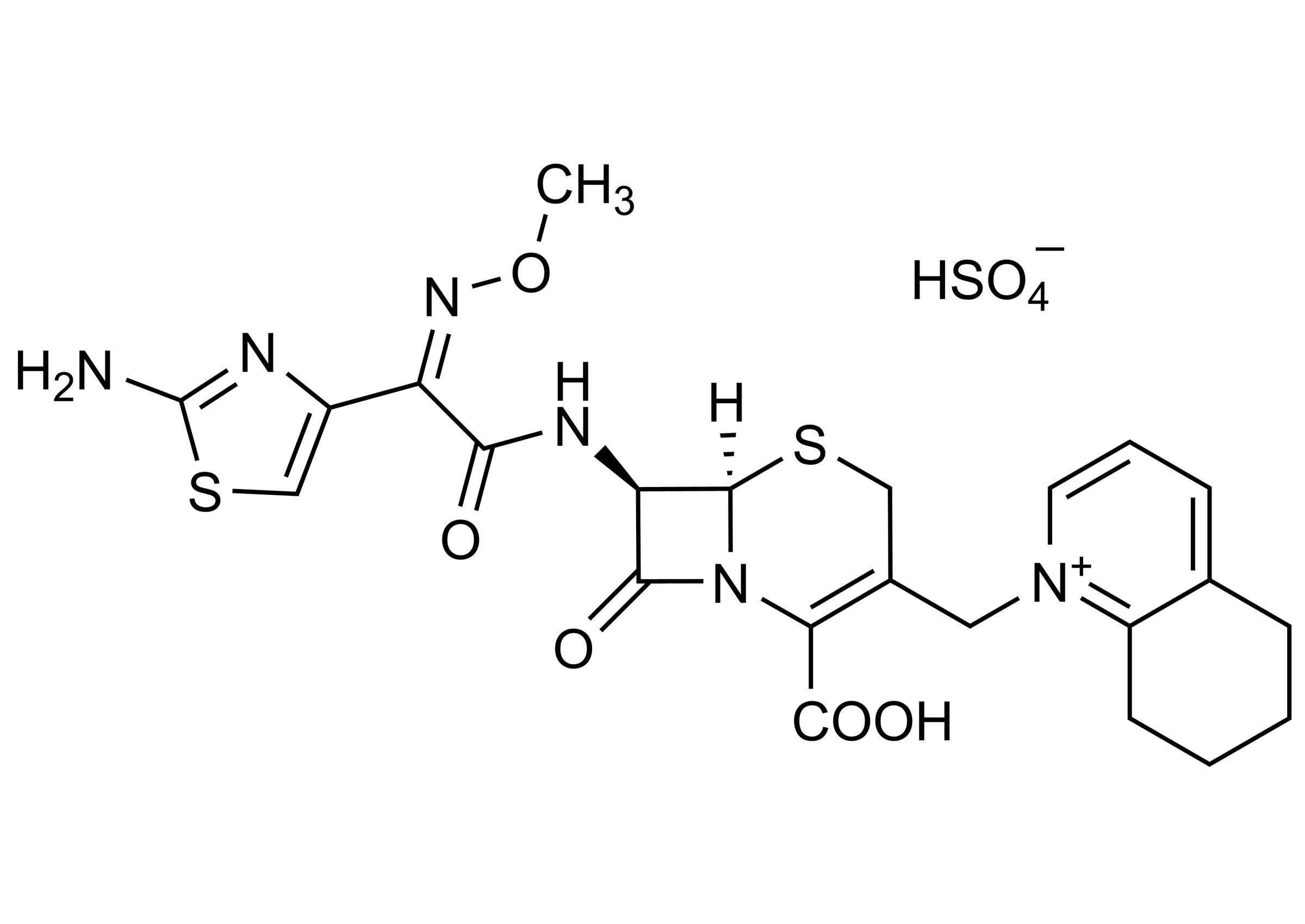 Molecular structure of Cefquinome sulfate reference standard (CAS 118443-89-3) for LC-MS/MS calibration