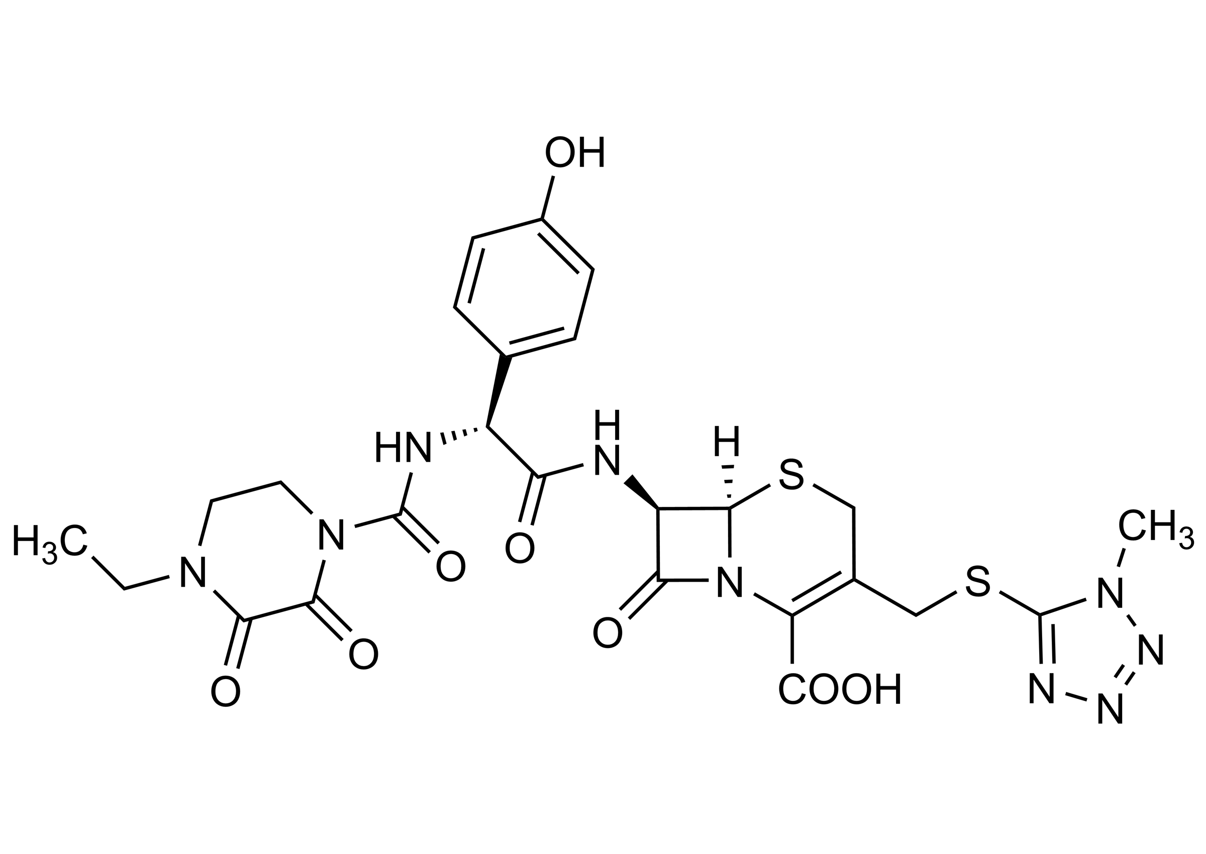 Molecular structure of Cefoperazone reference standard (CAS 62893-19-0)