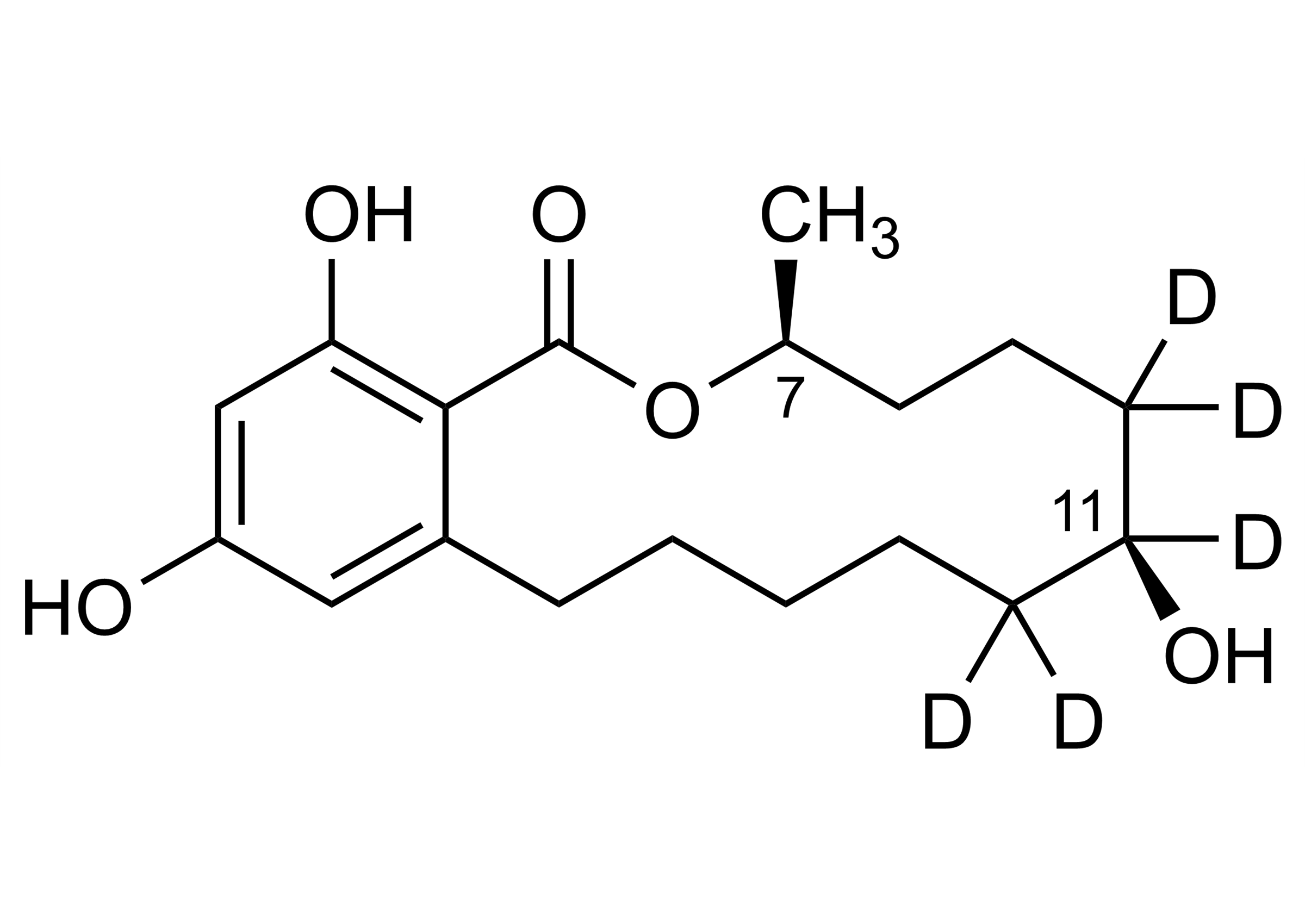 Taleranol D5 (beta Zearalanol D5) reference standard molecular structure by WITEGA
