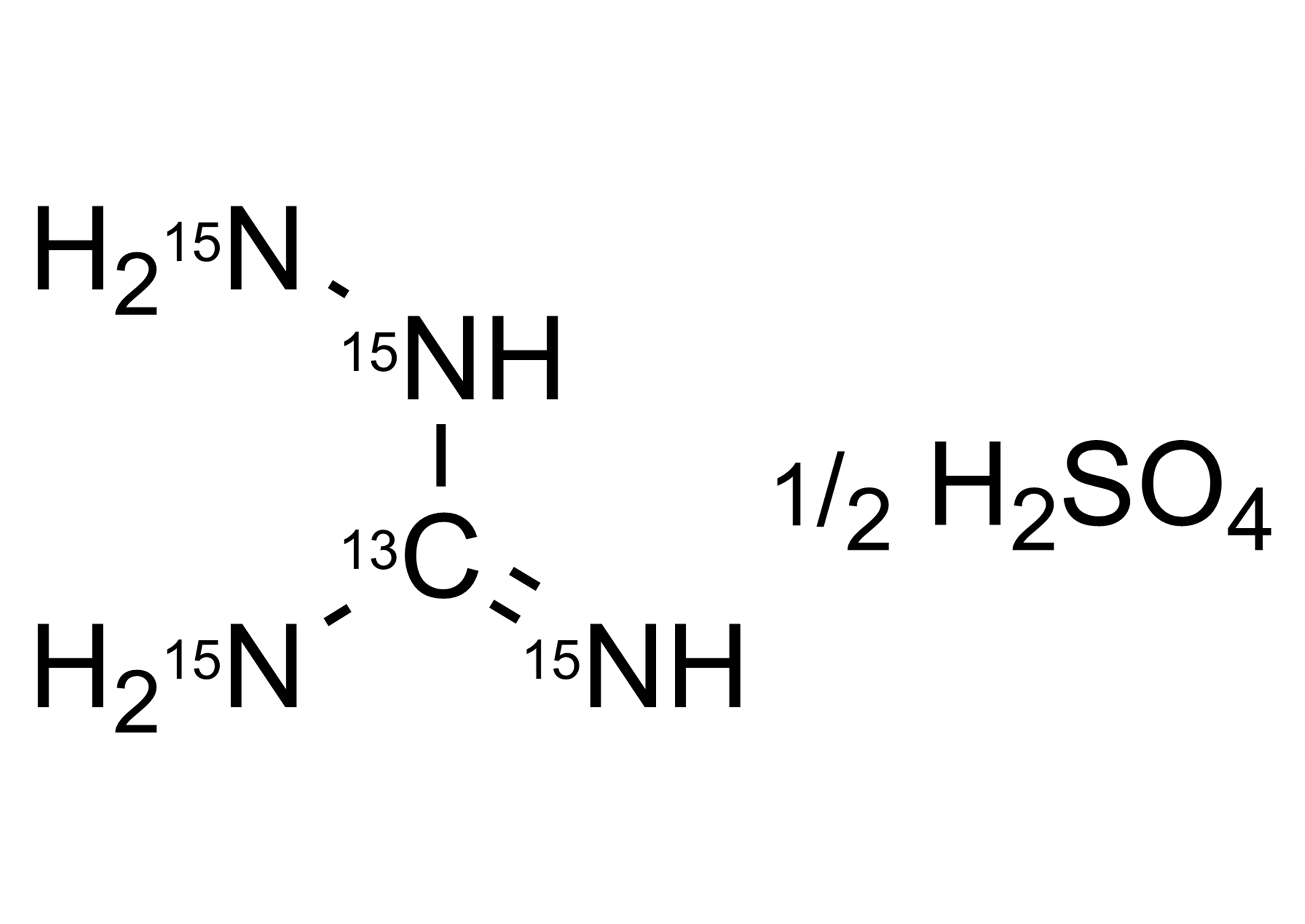 Aminoguanidine 13C 15N4 sulfate reference standard molecular structure for LC-MS/MS and GC-MS quantification by WITEGA Laboratorien Berlin-Adlershof GmbH