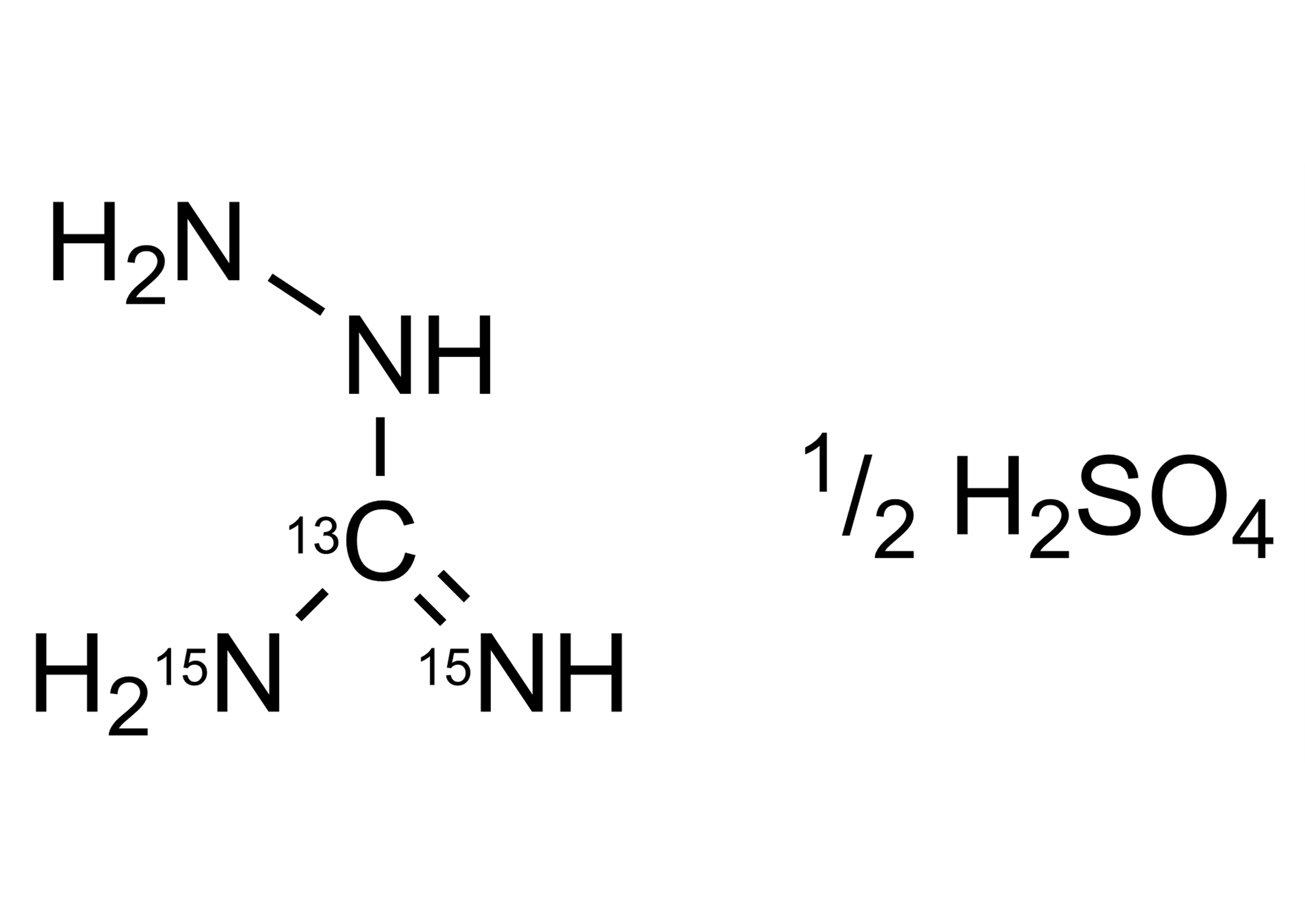 Aminoguanidine 13C15N2 sulfate reference standard molecular structure for LC MS MS and GC MS