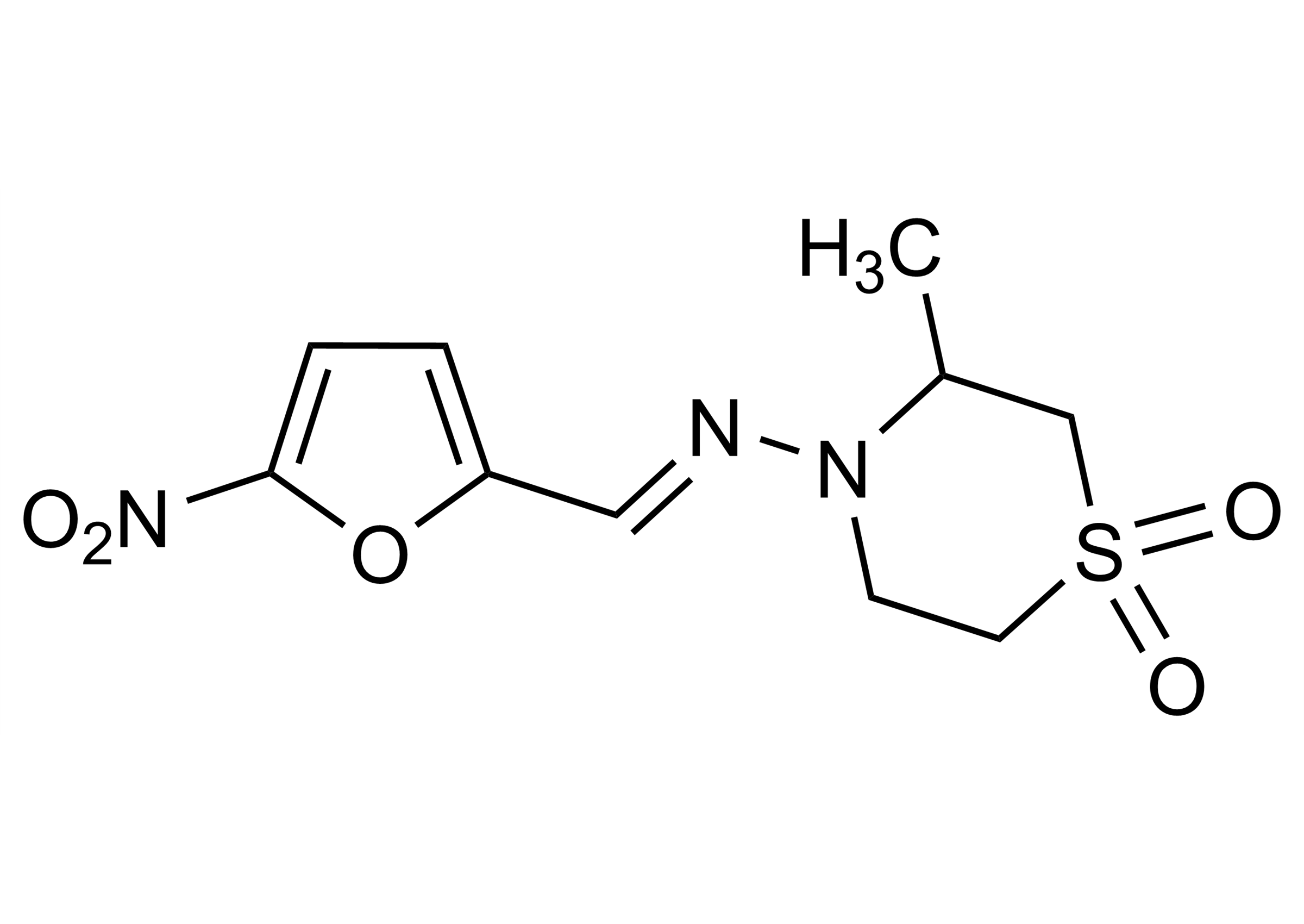 Molecular structure of Nifurtimox Lampit reference standard for LC-MS/MS and GC-MS analysis