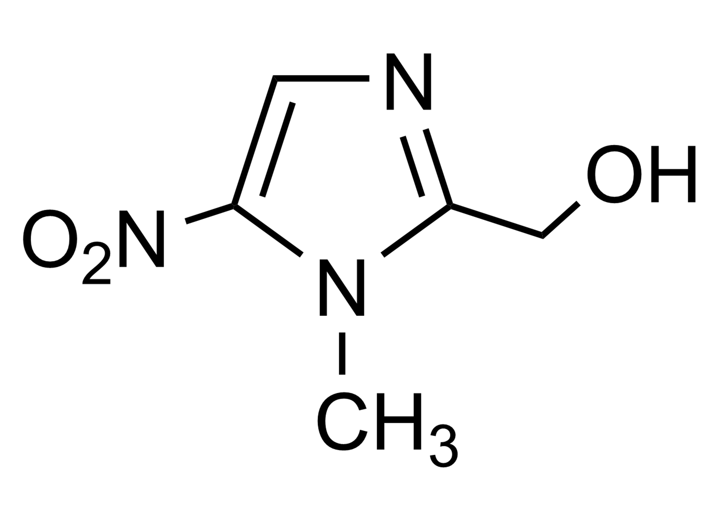 Molecular structure of HMMNI Dimetridazole-2-hydroxy reference standard (CAS 936-05-0) for LC-MS/MS and GC-MS