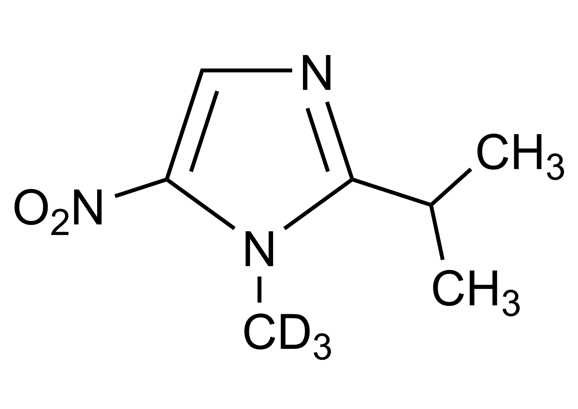 Molecular structure of Ipronidazole D3 reference standard for LC-MS/MS and GC-MS calibration