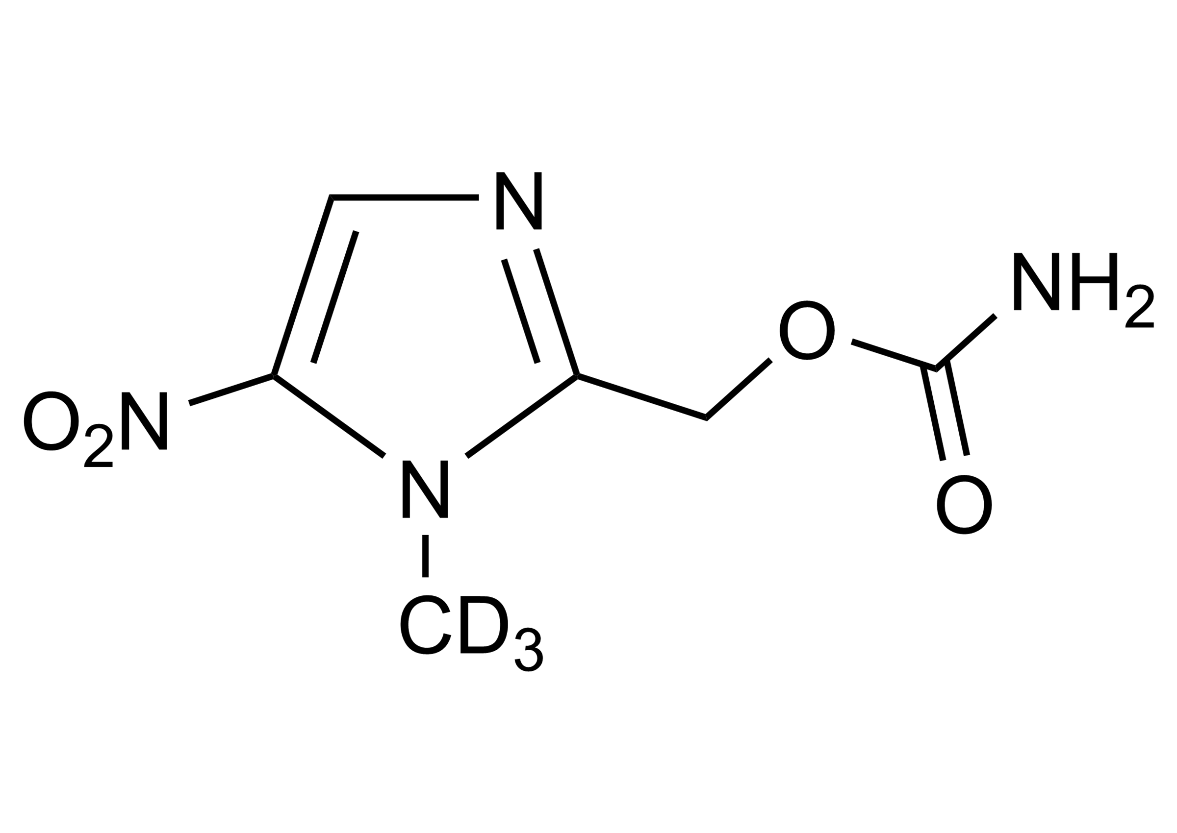 Molecular structure of Ronidazole D3 ISO 17034 reference material