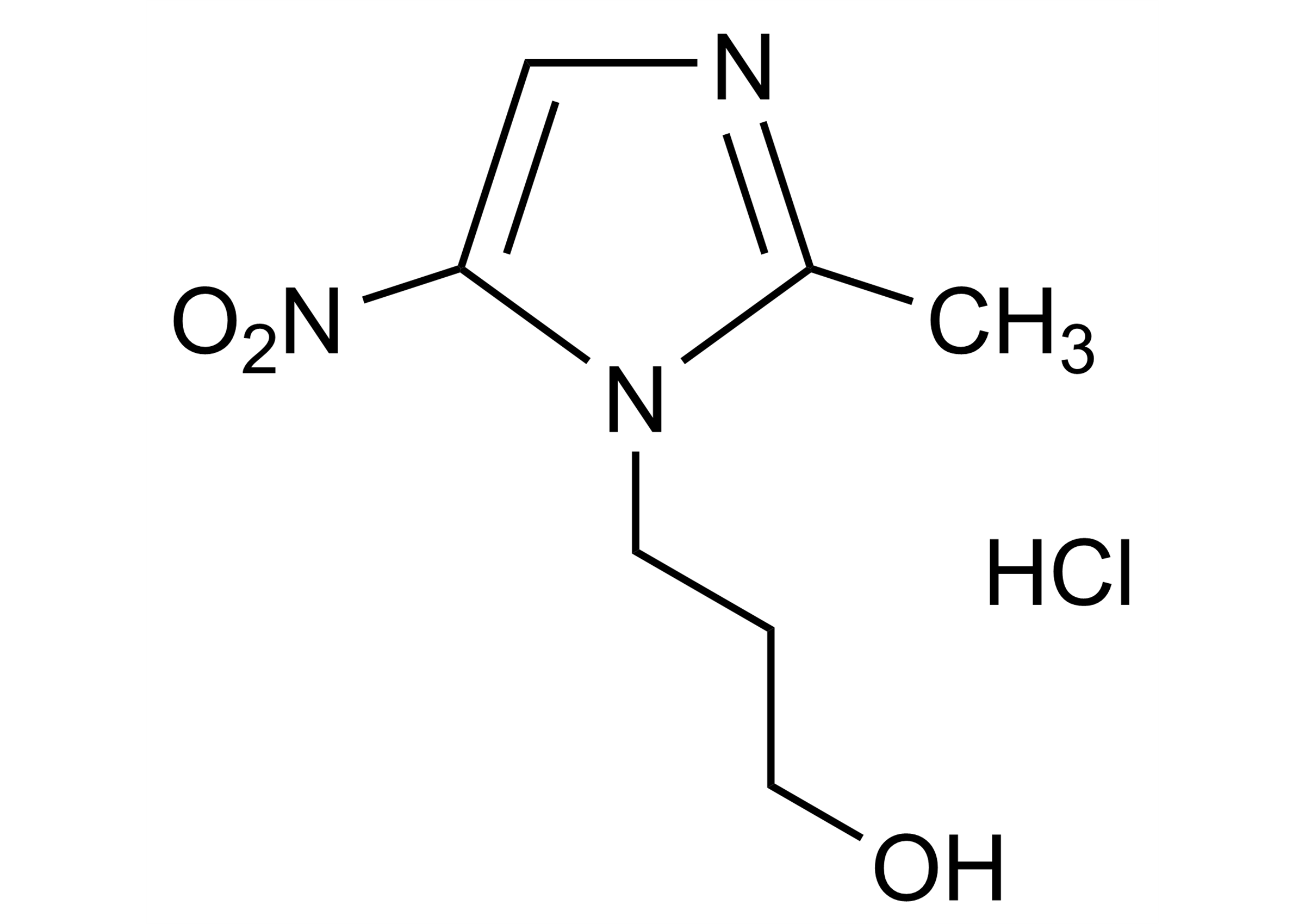 Molecular structure of Ternidazole hydrochloride reference standard for LC-MS/MS and GC-MS