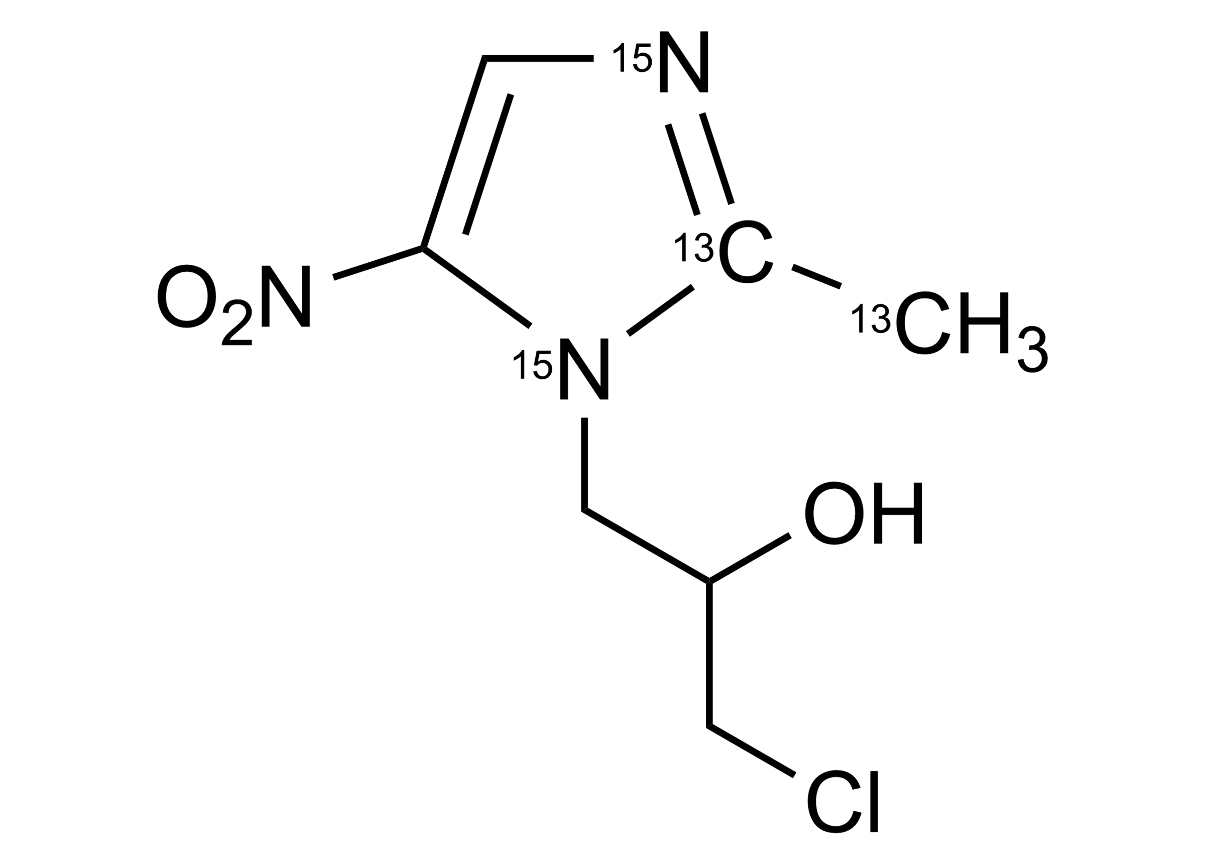 Ornidazole-13C2,15N2 molecular structure reference standard for LC-MS/MS and GC-MS