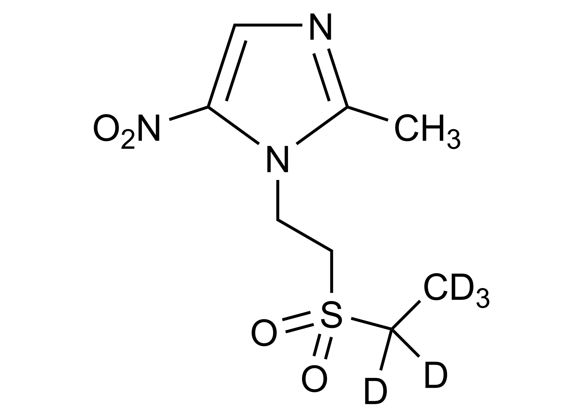 Molecular structure of Tinidazole-D5 reference standard for LC-MS/MS and GC-MS quantification