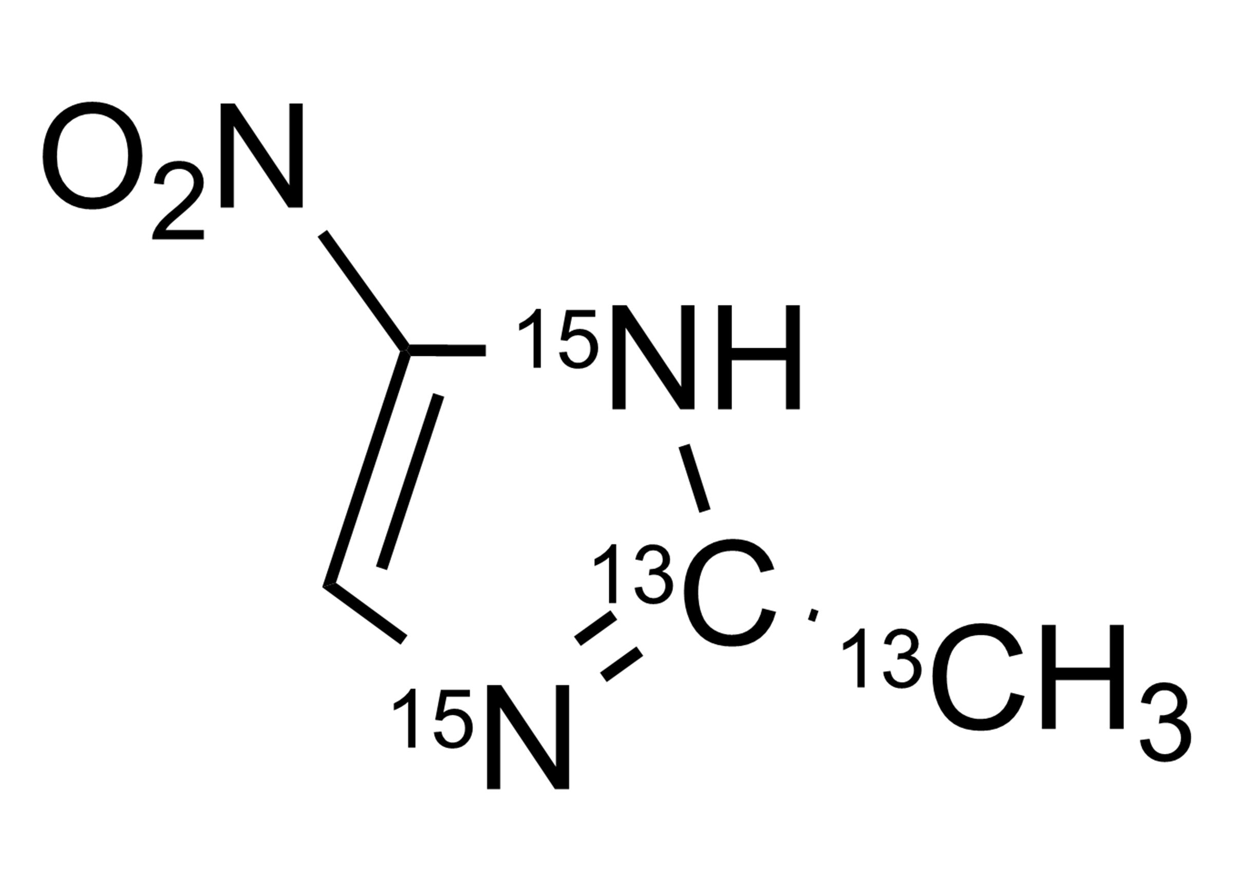 Molecular structure of Menidazole-13C2,15N2 reference standard for LC-MS/MS quantification