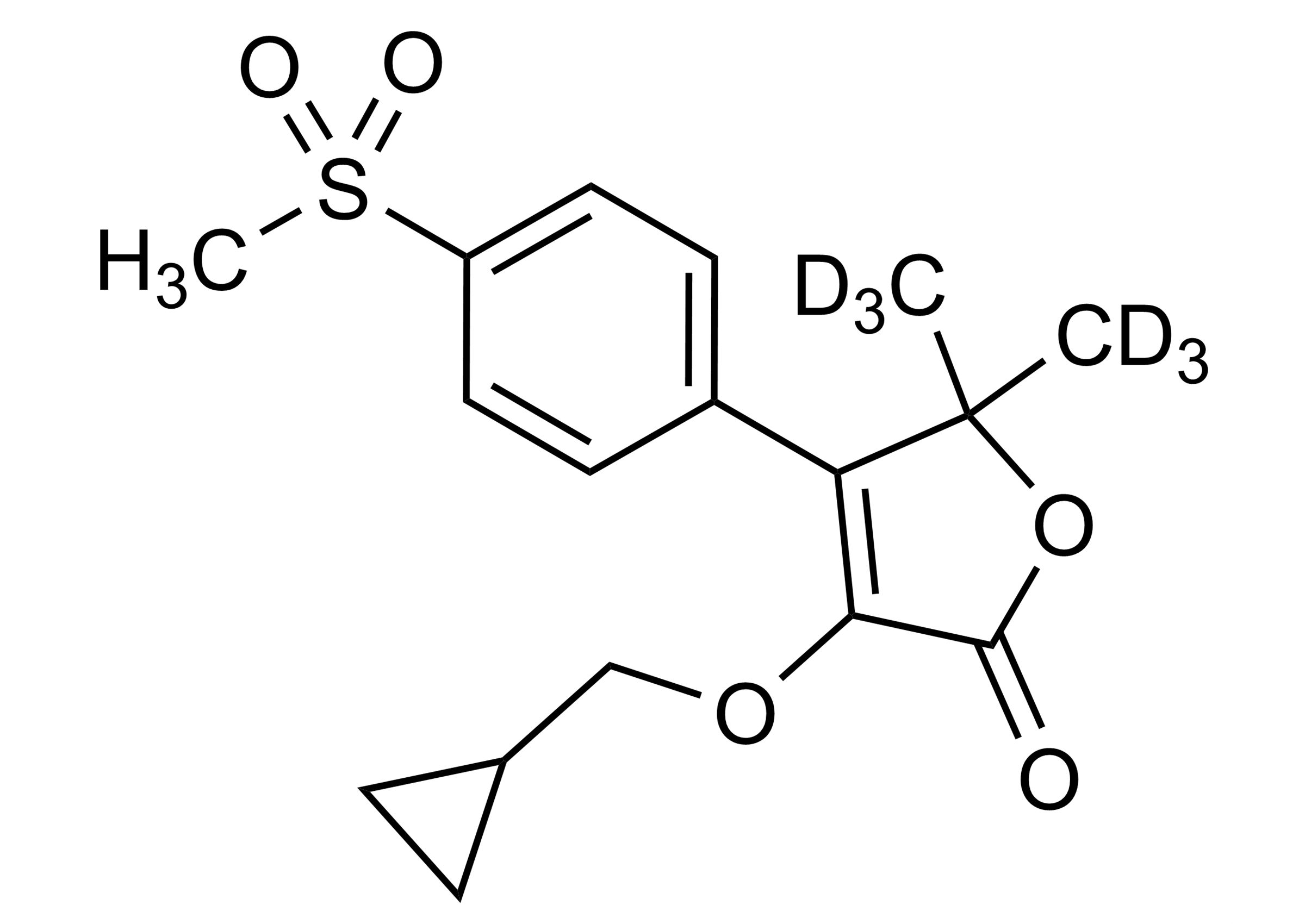 Firocoxib-D6 Reference Standard Structure Image Firocoxib-D6 molecular structure reference standard (CAS 1353853-37-8) by WITEGA Laboratorien Berlin-Adlershof GmbH