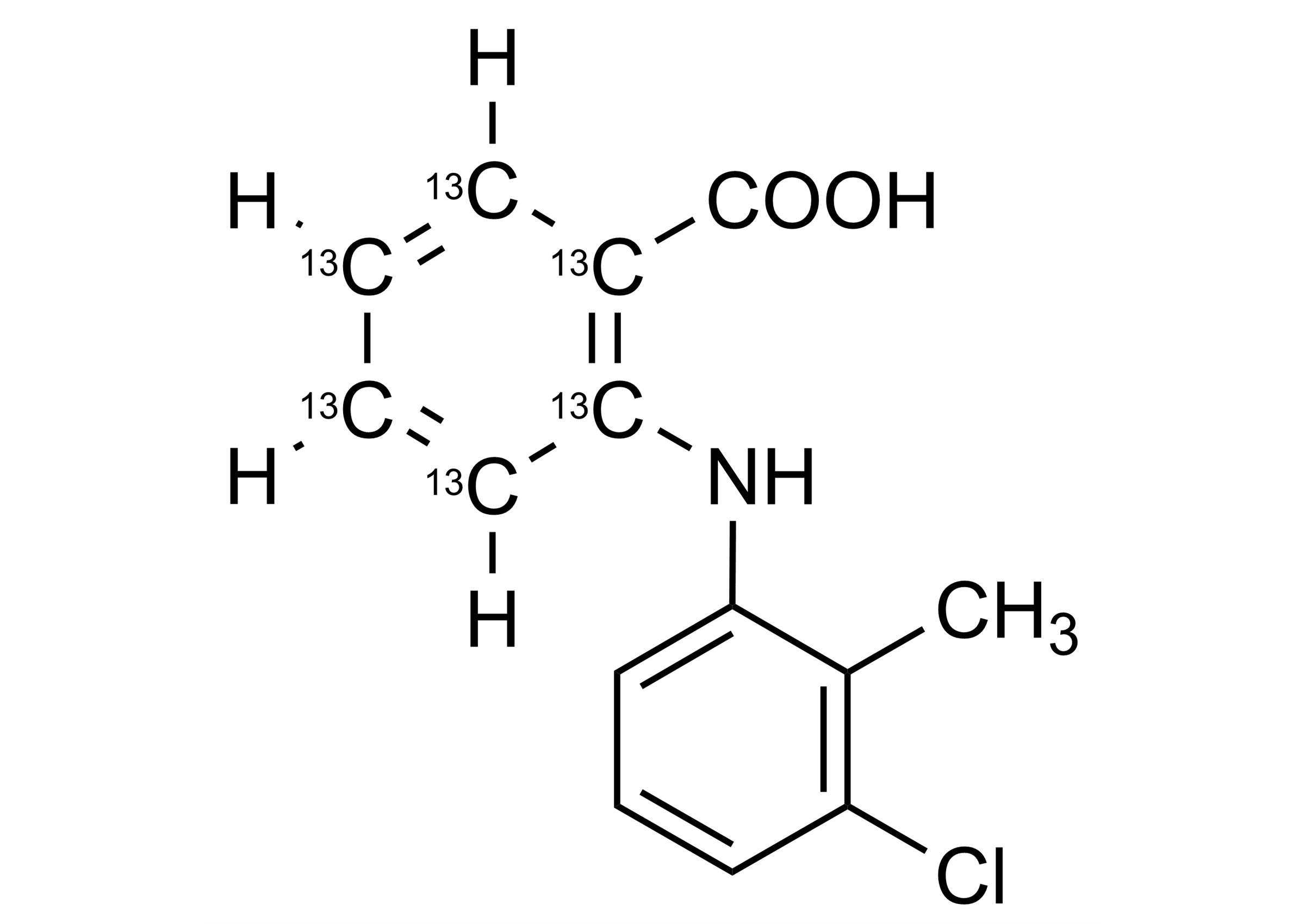 Tolfenamic acid 13C6 reference standard structure for LC-MS/MS and GC-MS calibration