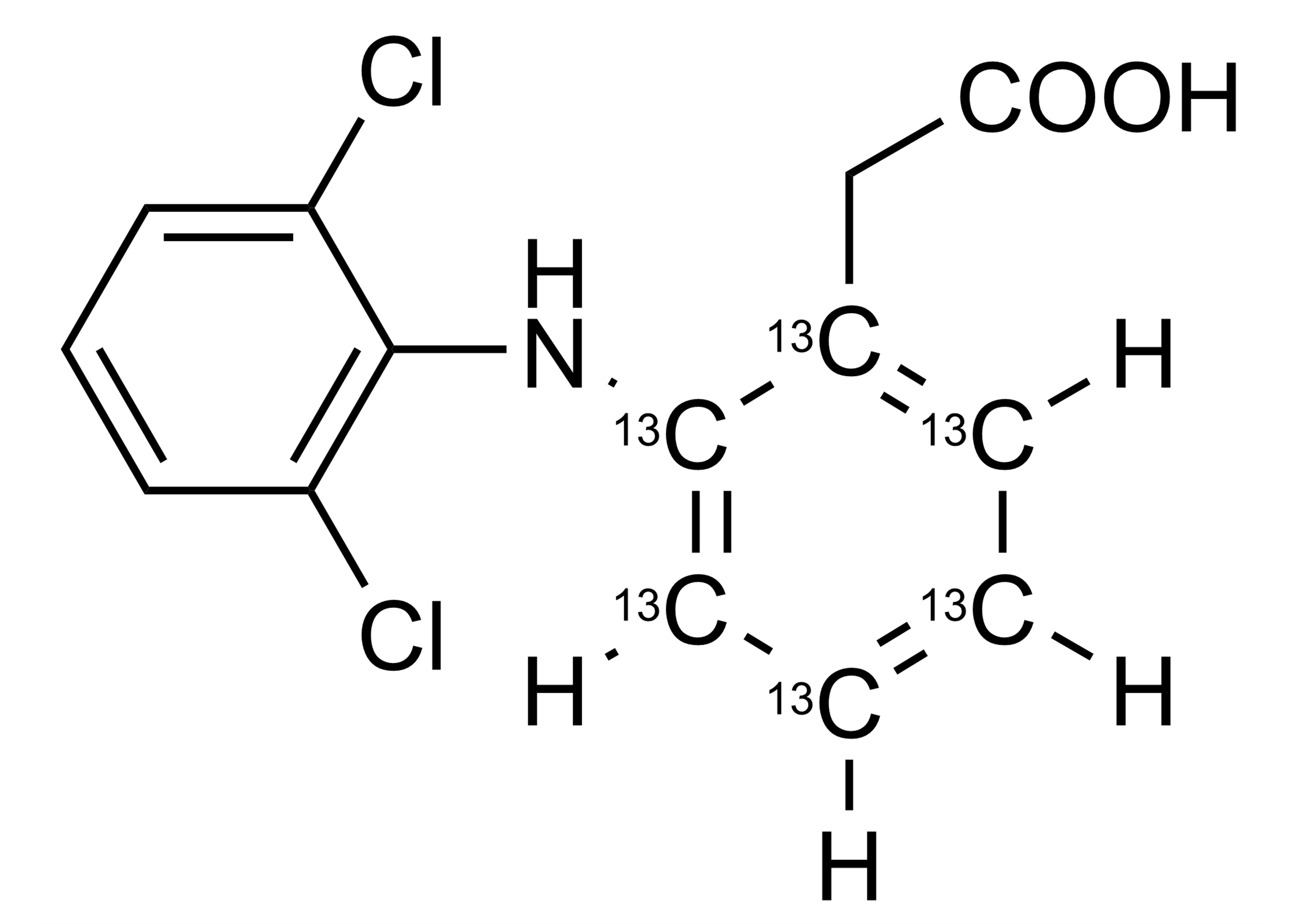 Diclofenac-13C6 reference standard molecular structure for LC-MS/MS and GC-MS quantification