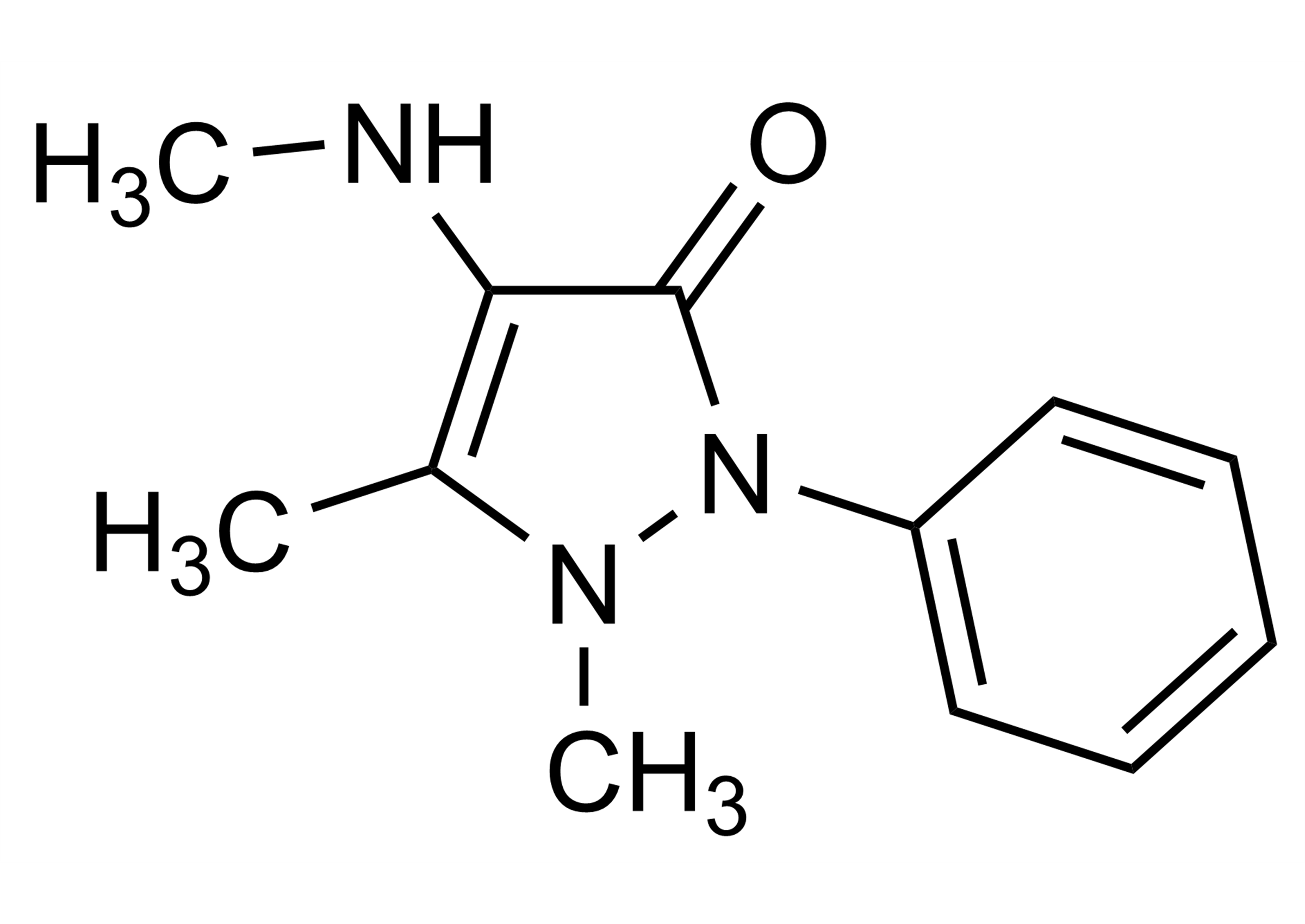 4-Methylaminoantipyrine MAA reference standard molecular structure (CAS 519-98-2)