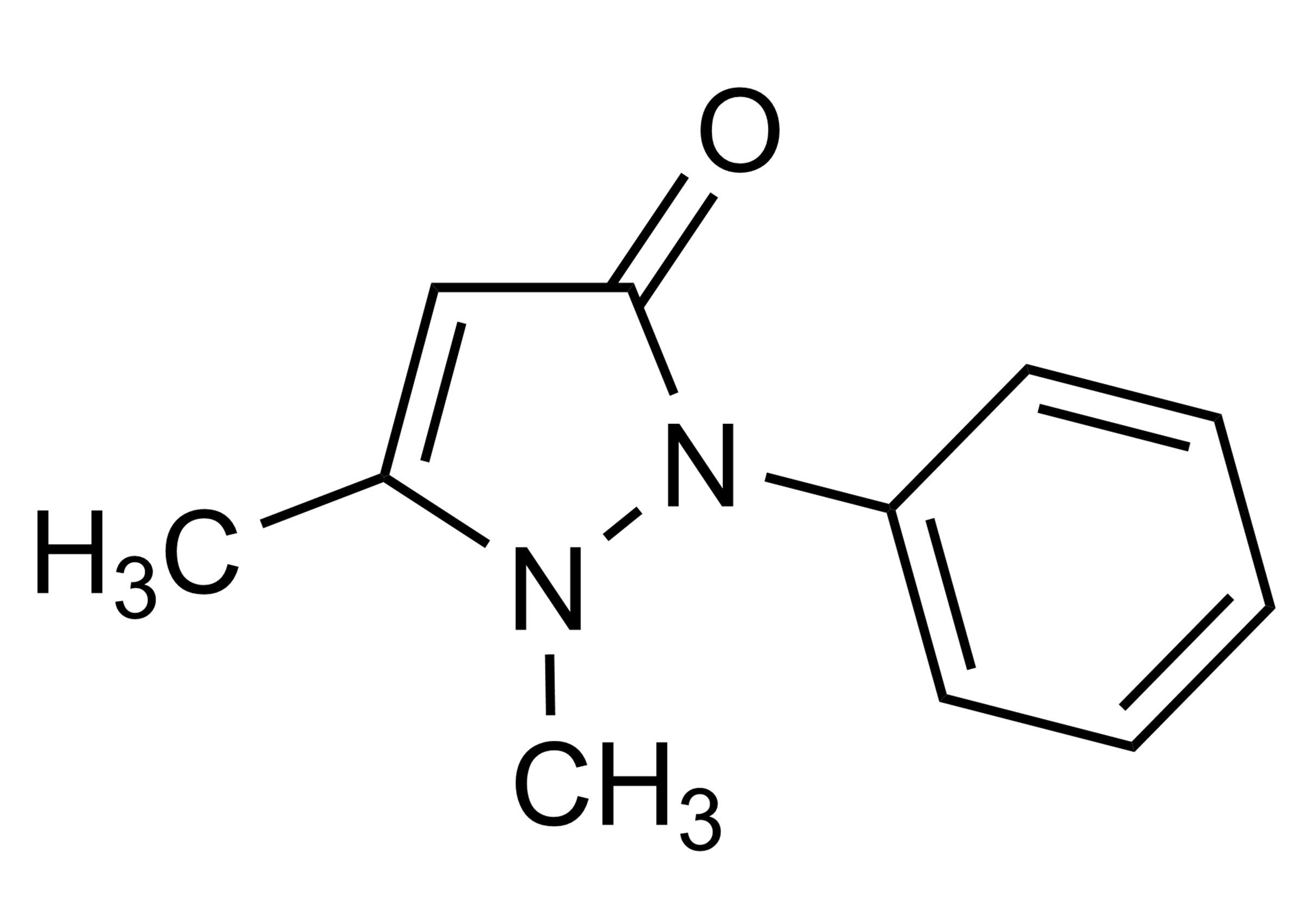 Molecular structure of Antipyrine reference standard CAS 60-80-0 for LC-MS/MS and GC-MS analysis