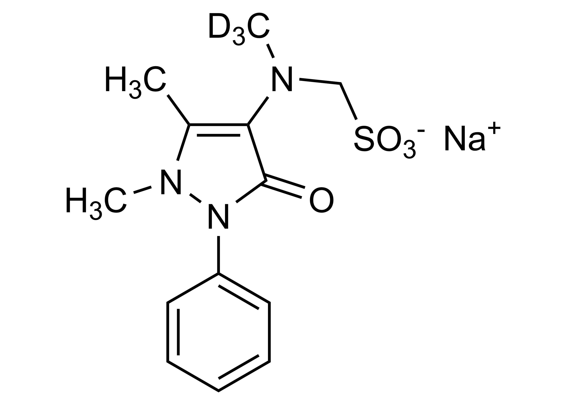 Molecular structure of Metamizole-D3 sodium salt Dipyrone-D3 sodium salt (CAS 2512223-60-6) reference standard
